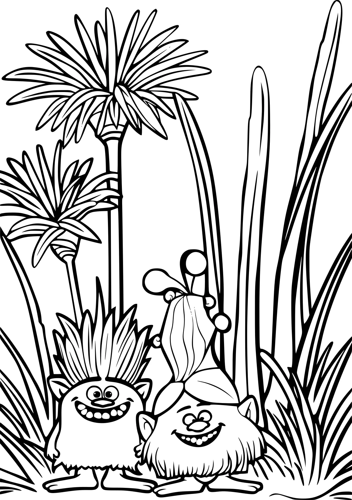 trolls coloring pages, plants, palm, garden, free page downloads