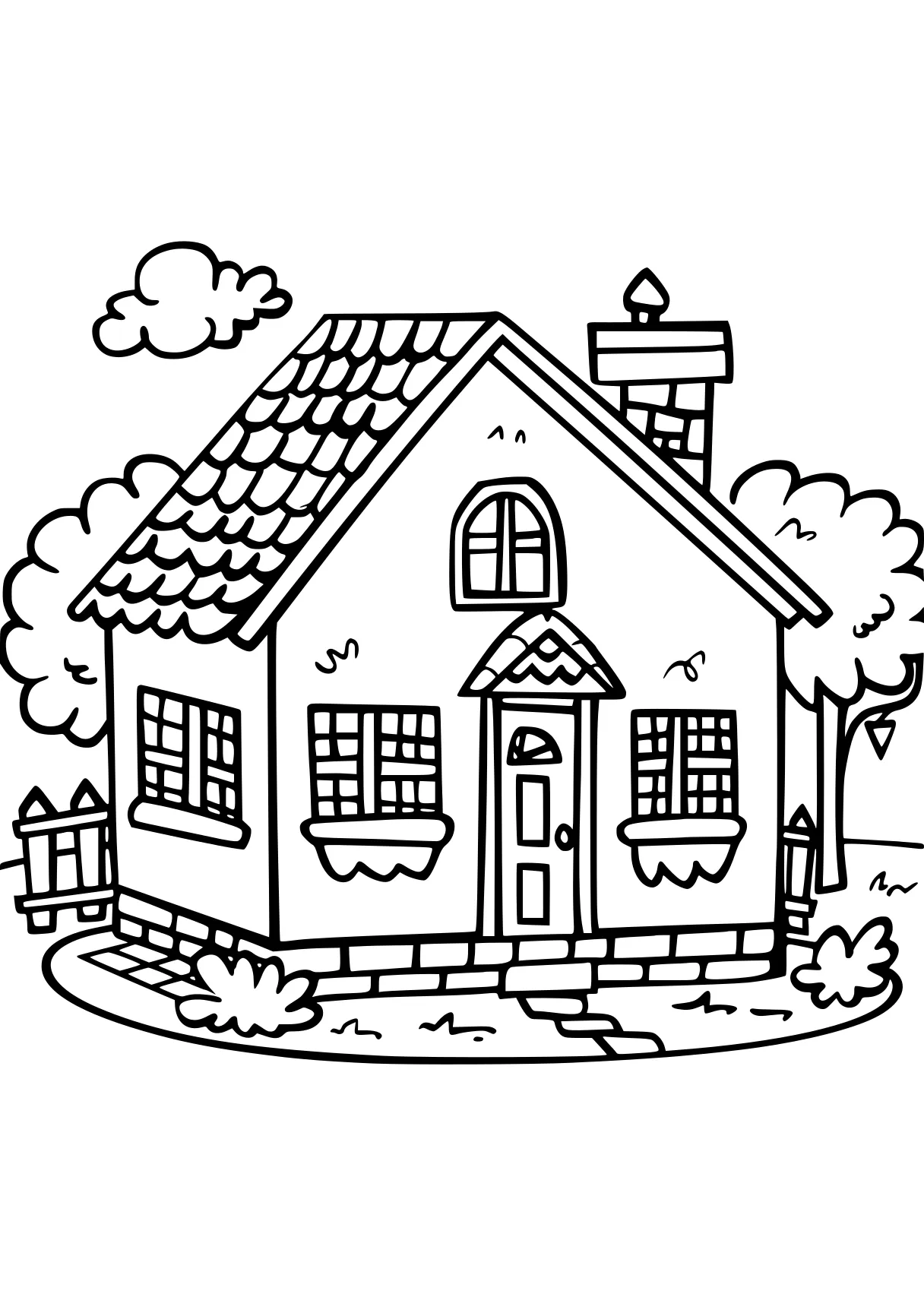 house coloring house, kindergarten, illustrator, free page downloads