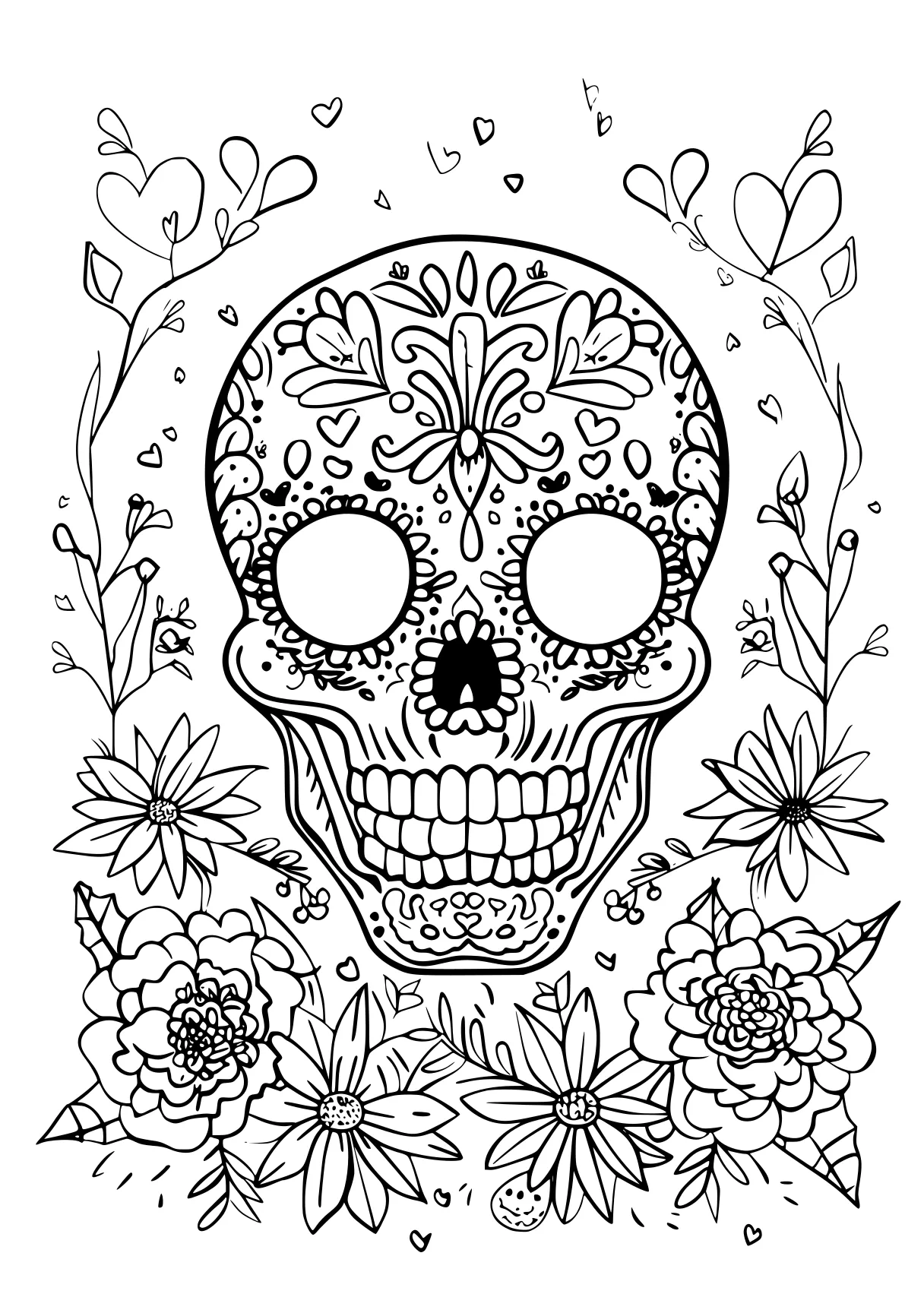 free coloring pages valentines day muertos, skull, design, page downloads