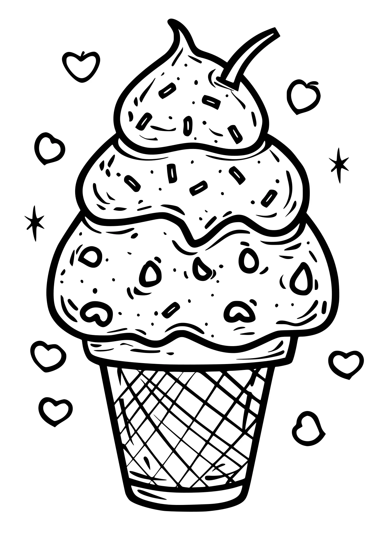 ice cream coloring pages cupcake, shortcake, cookie, sweets, donut, free page downloads