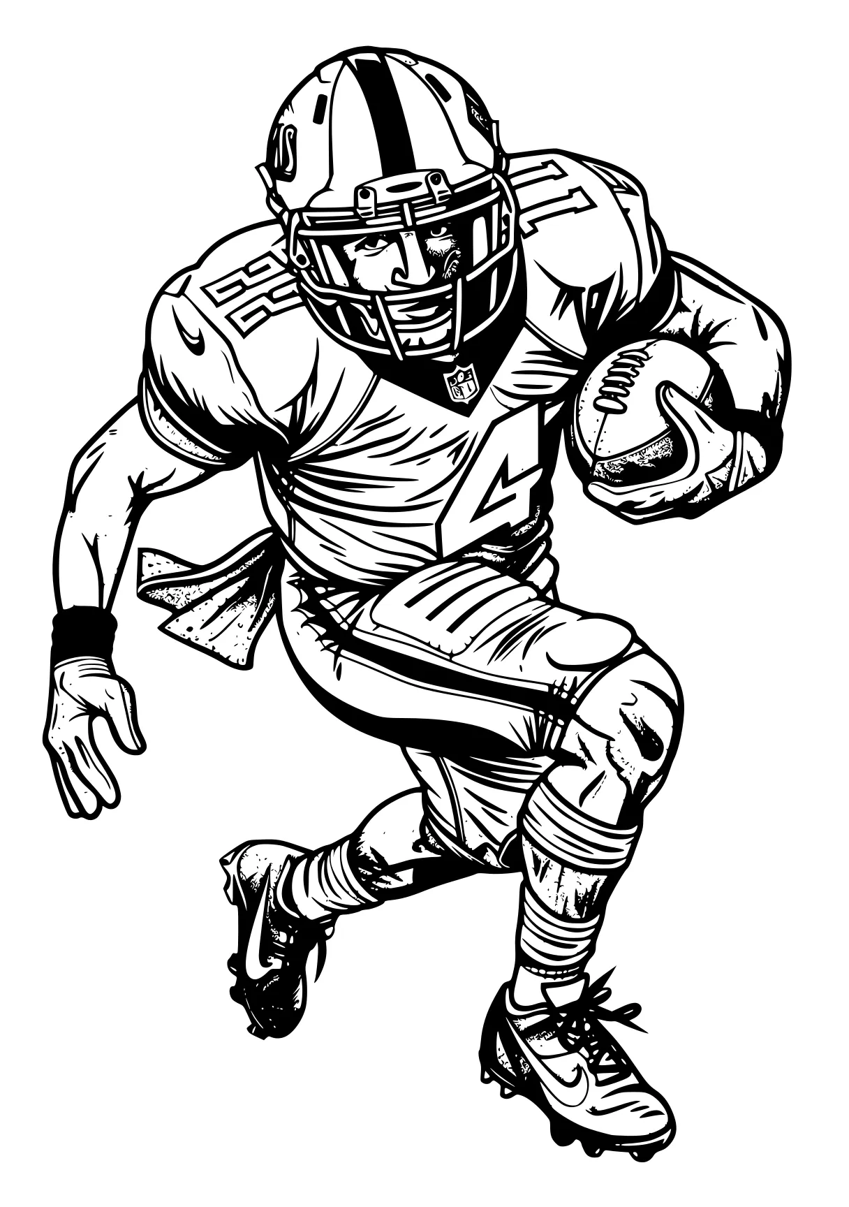 football player coloring page football, sports, catcher, ball, illustrator, free downloads