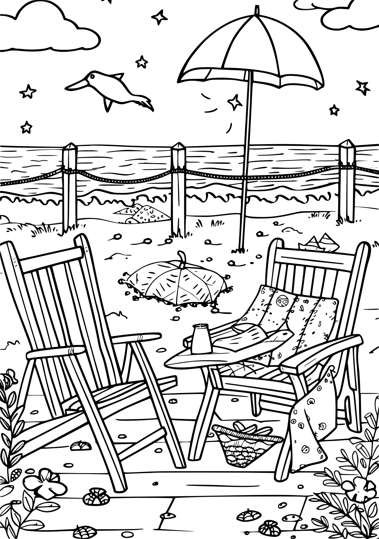 summer coloring sheet, playground, beach, colouring, free page downloads