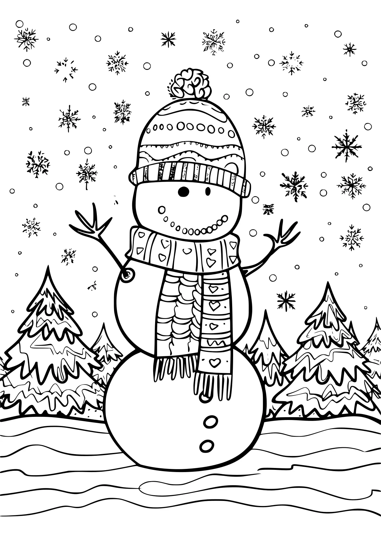 winter coloring snowman, winter, december, free page downloads