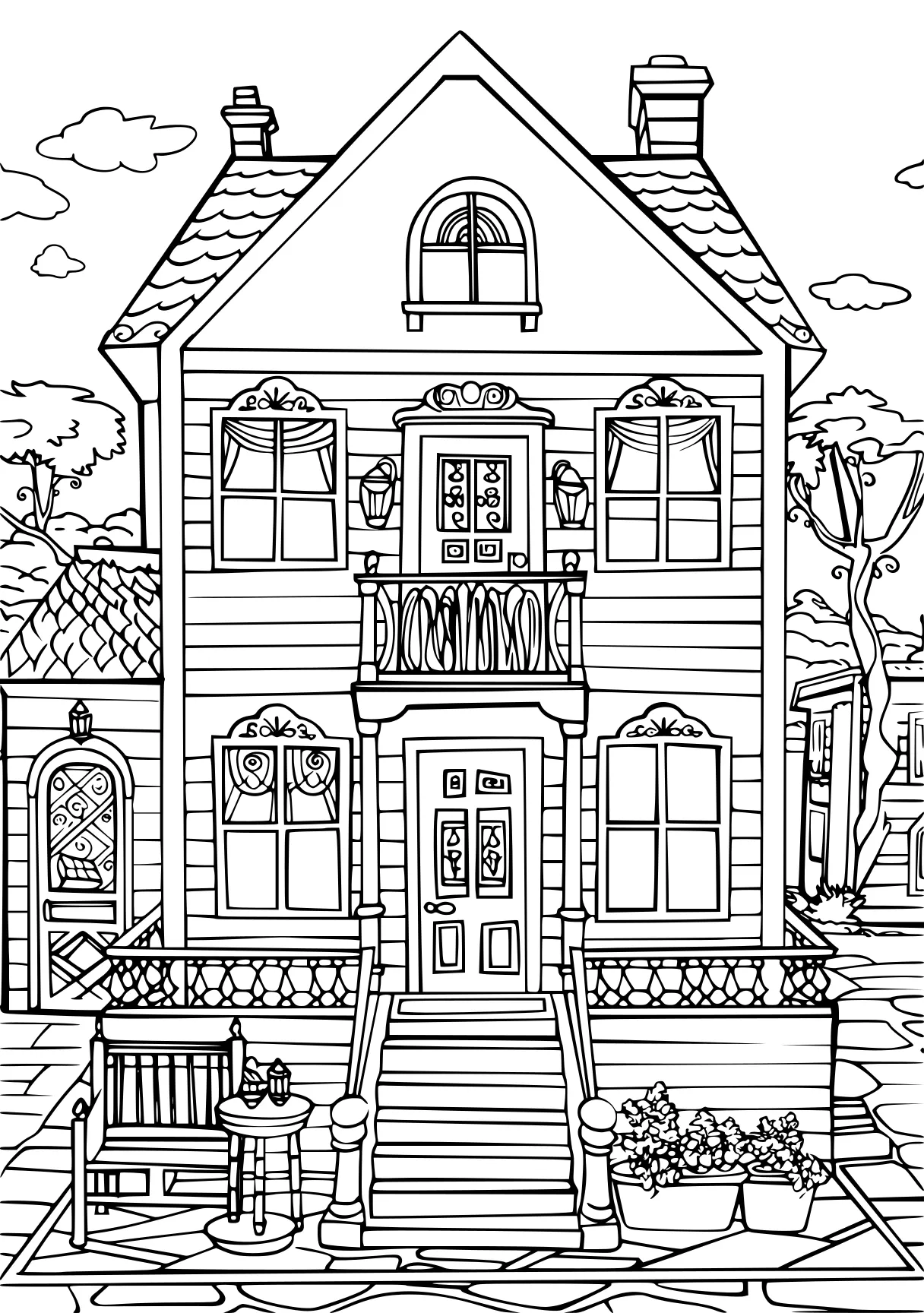 gabby's dollhouse coloring pages, house, dollhouse, neighborville, free page downloads