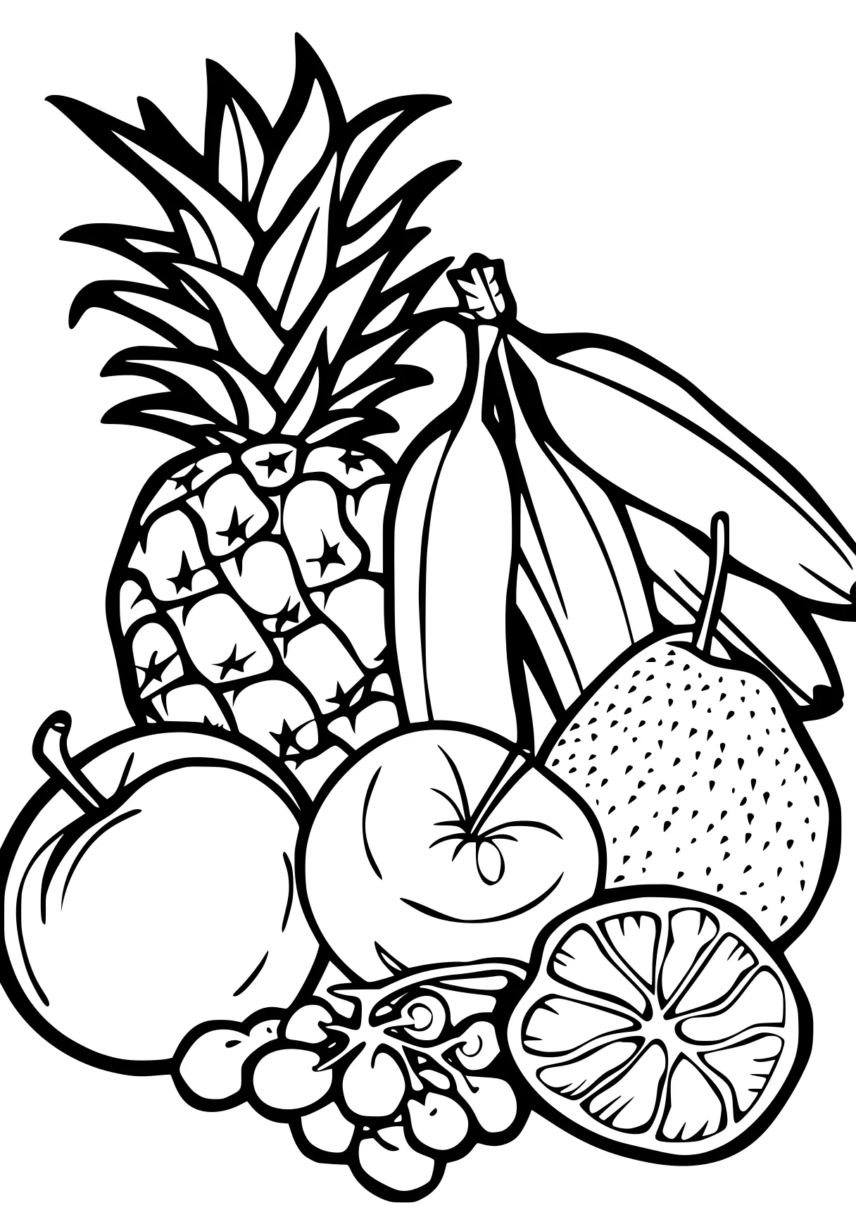 fruit coloring page pineapple, fruits, fruit, free downloads