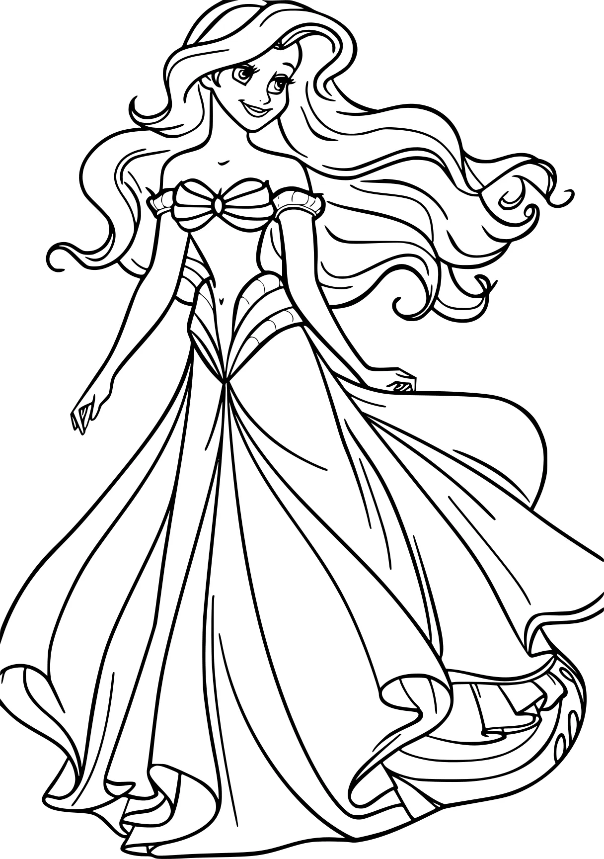 princess ariel coloring pages, rapunzel, rosalina, elsa, free page downloads