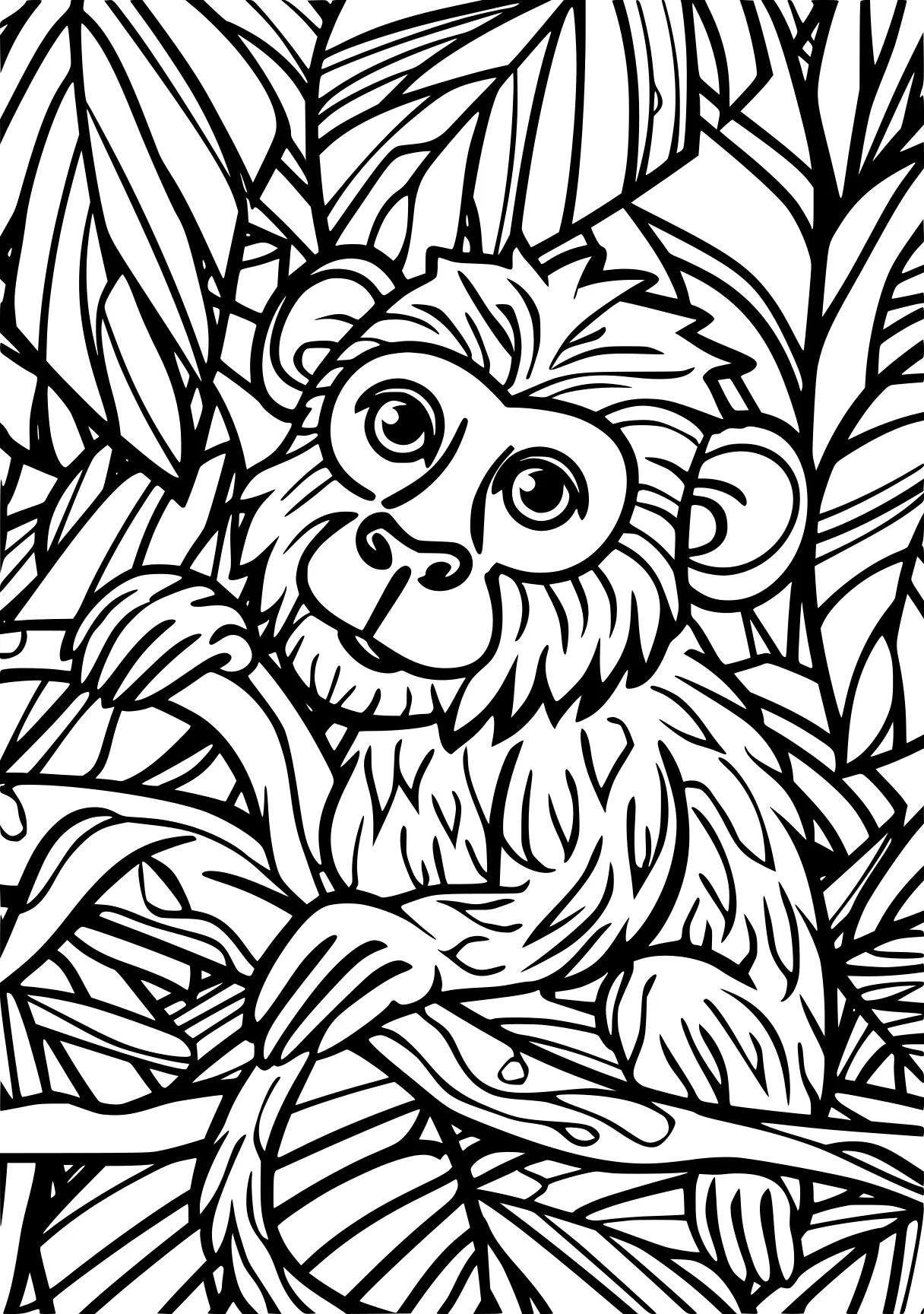 coloring pages for adults animals monkey, gorilla, jungle, free page downloads