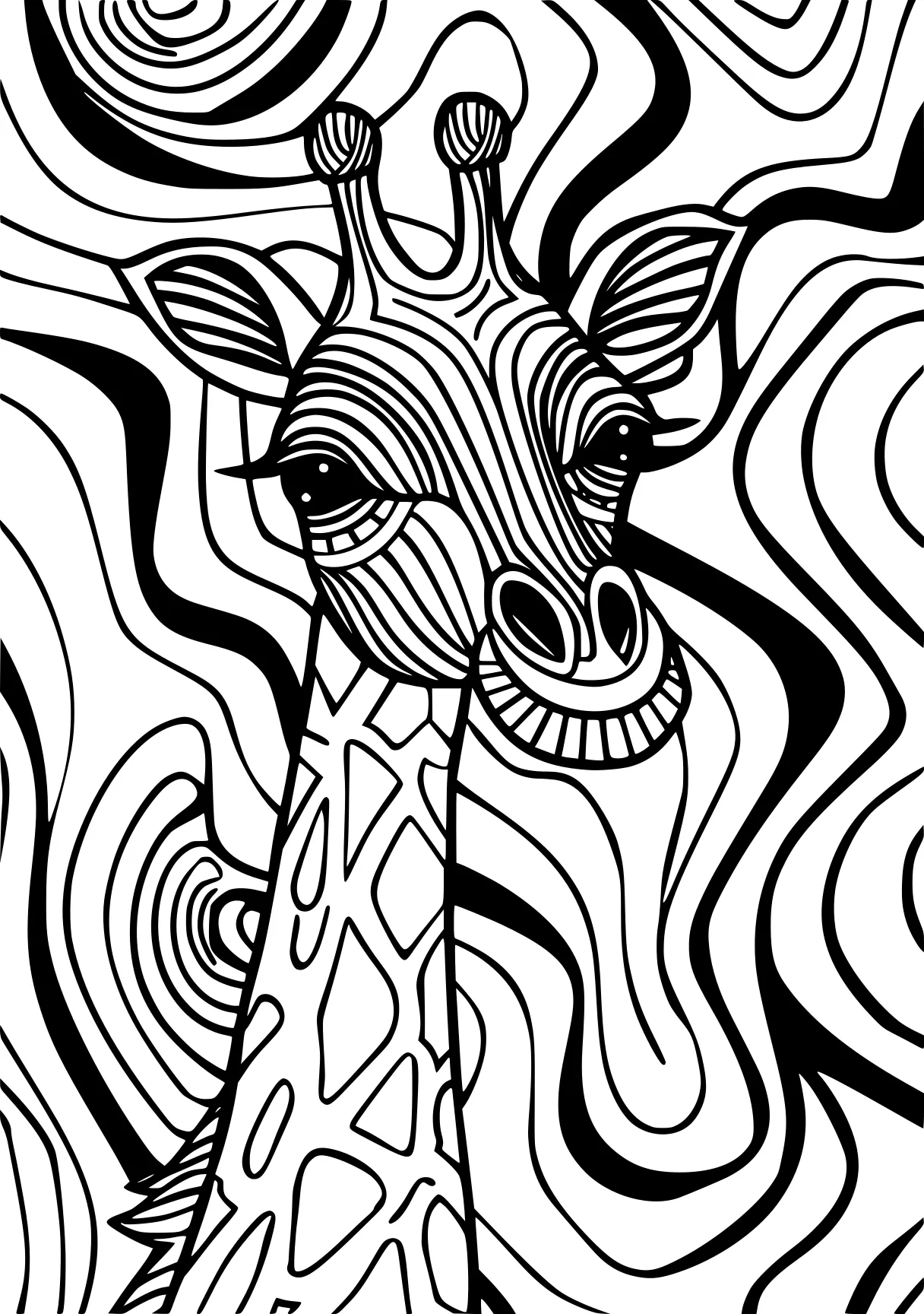 online colouring zebra, llama, deer, cow, zentangle, free coloring page downloads