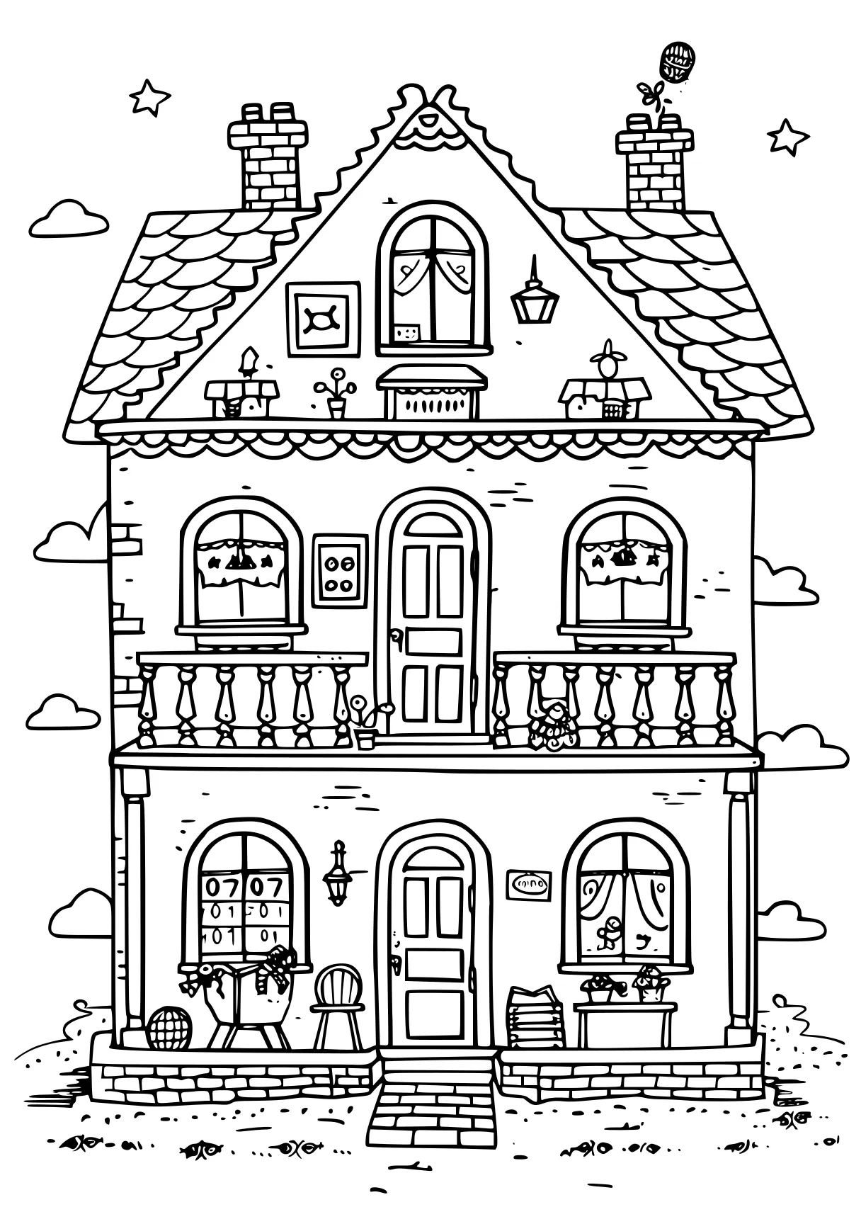 gabby's dollhouse coloring page, house, worksheet, dollhouse, free downloads