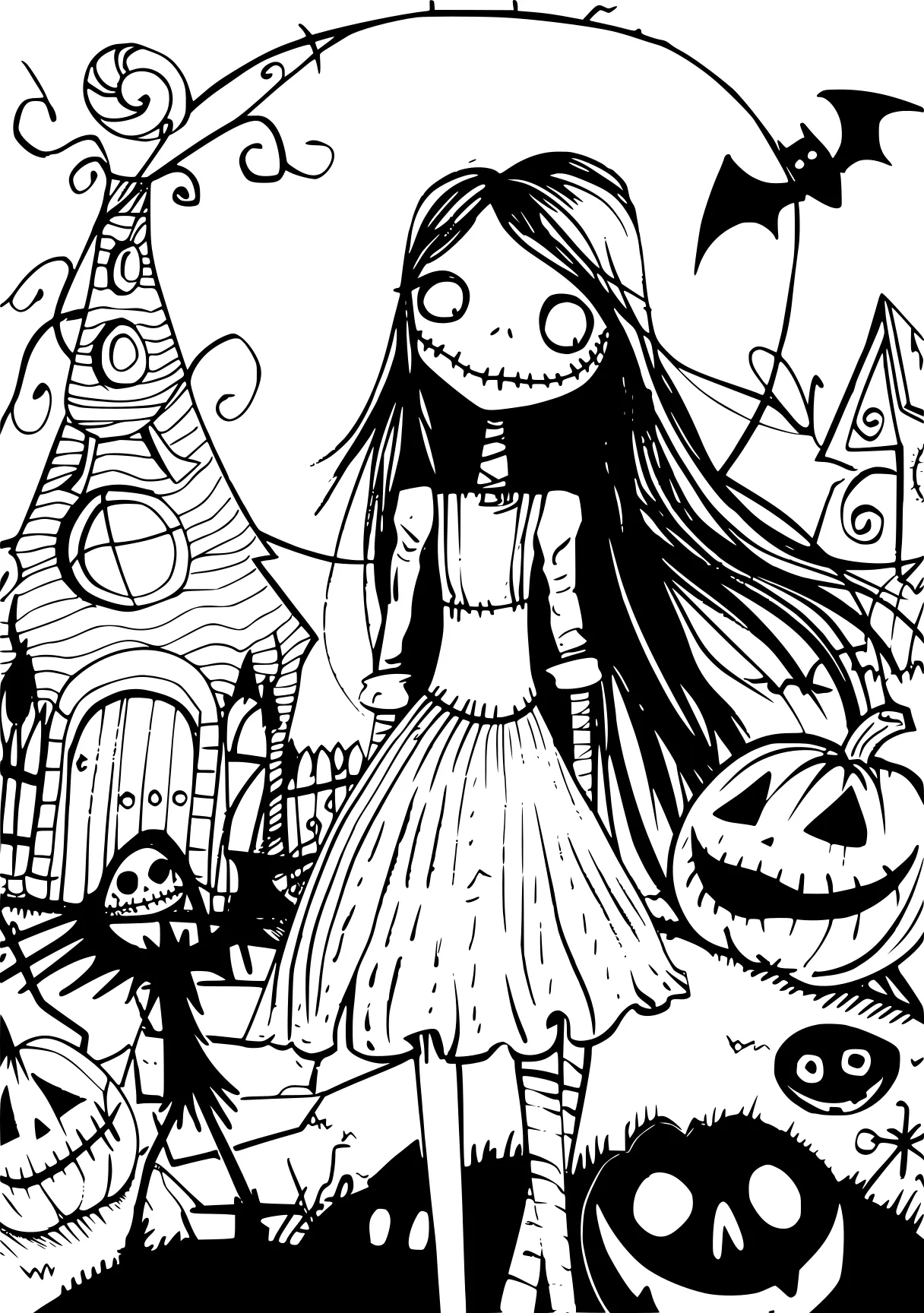 nightmare before christmas coloring pages vampirina, coraline, kuromi, halloween, skellington, free page downloads