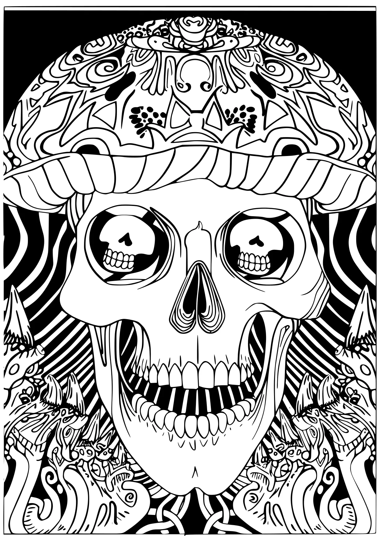 trippy coloring pages for adults muertos, zentangle, illustrator, free page downloads