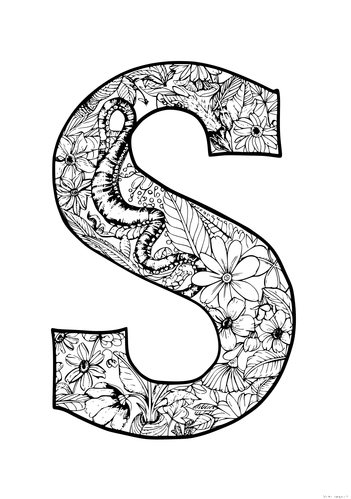 letter s coloring page s, seahorse, zentangle, letters, free downloads