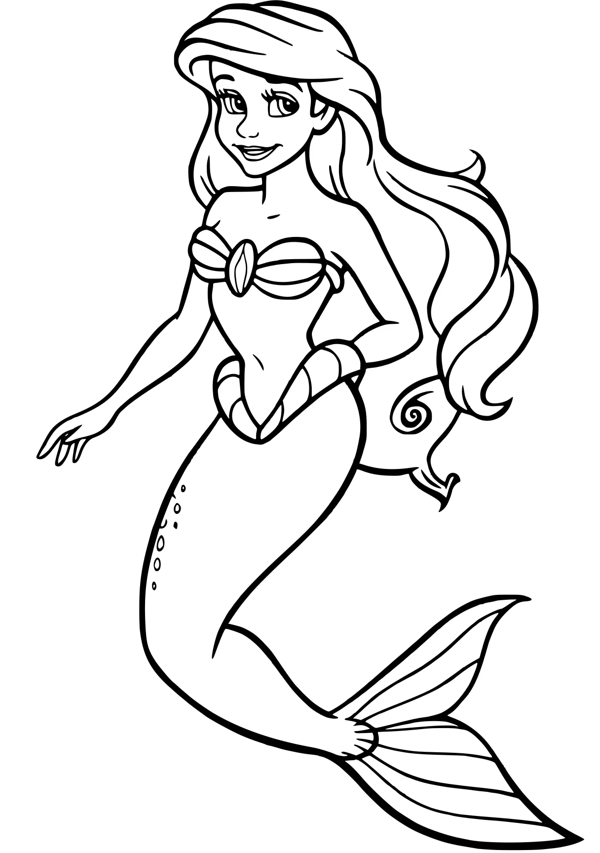 ariel coloring page mermaid, ariel, siren, fish, free downloads