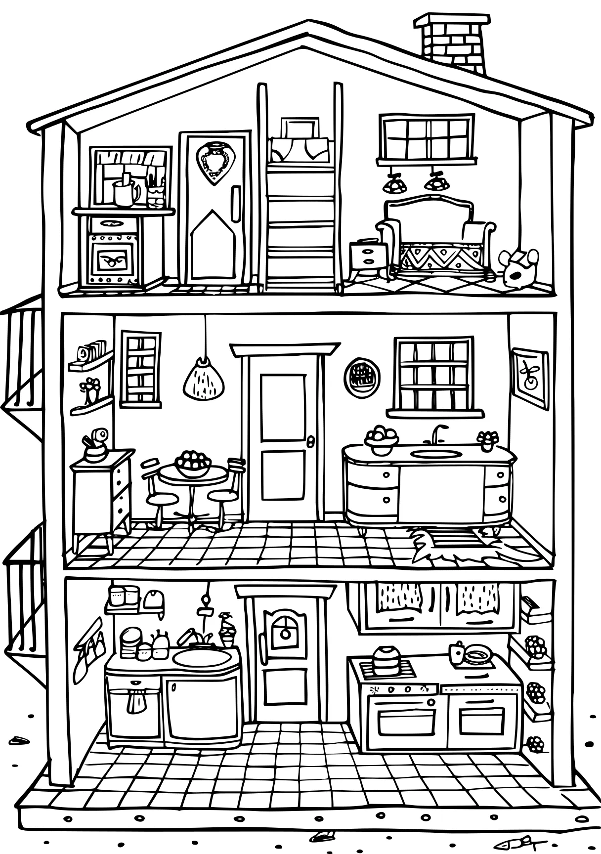 gabby's dollhouse coloring pages kitchen, dollhouse, house, free page downloads