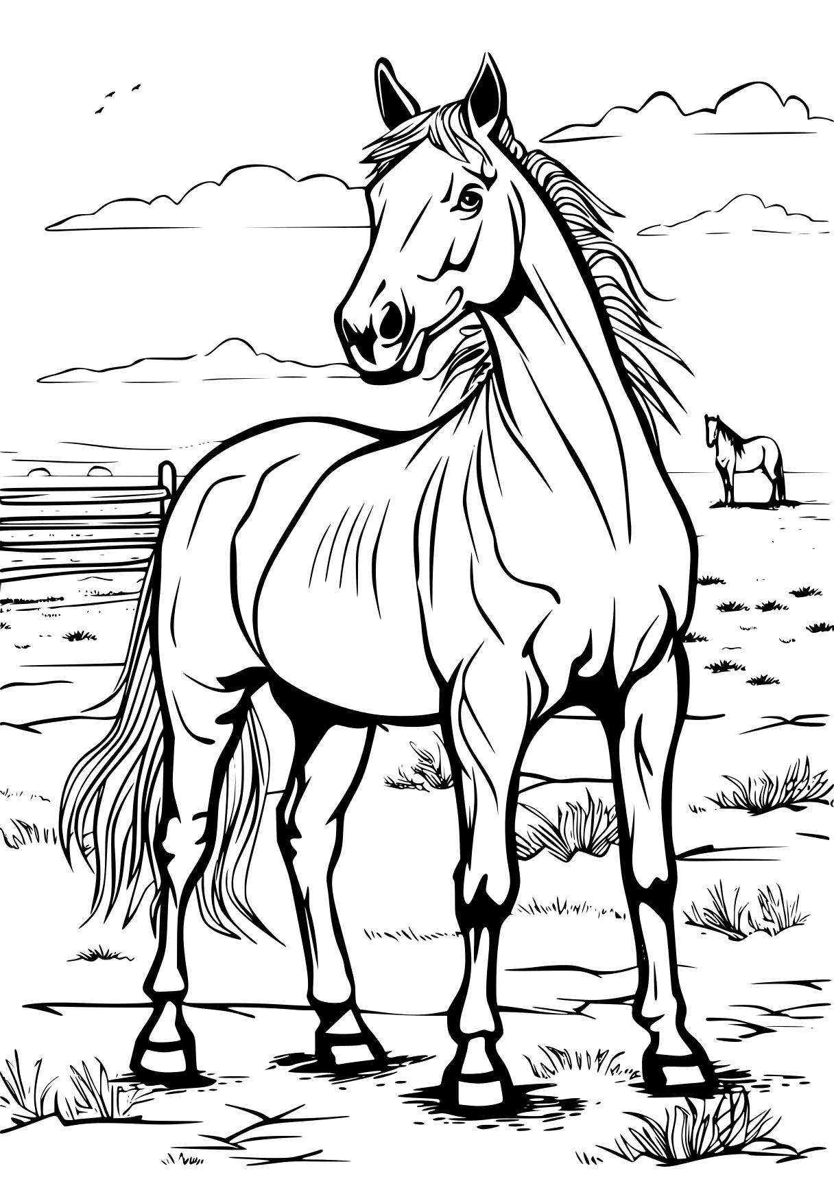 horse colouring horse, unicorn, pony, pegasus, free coloring page downloads