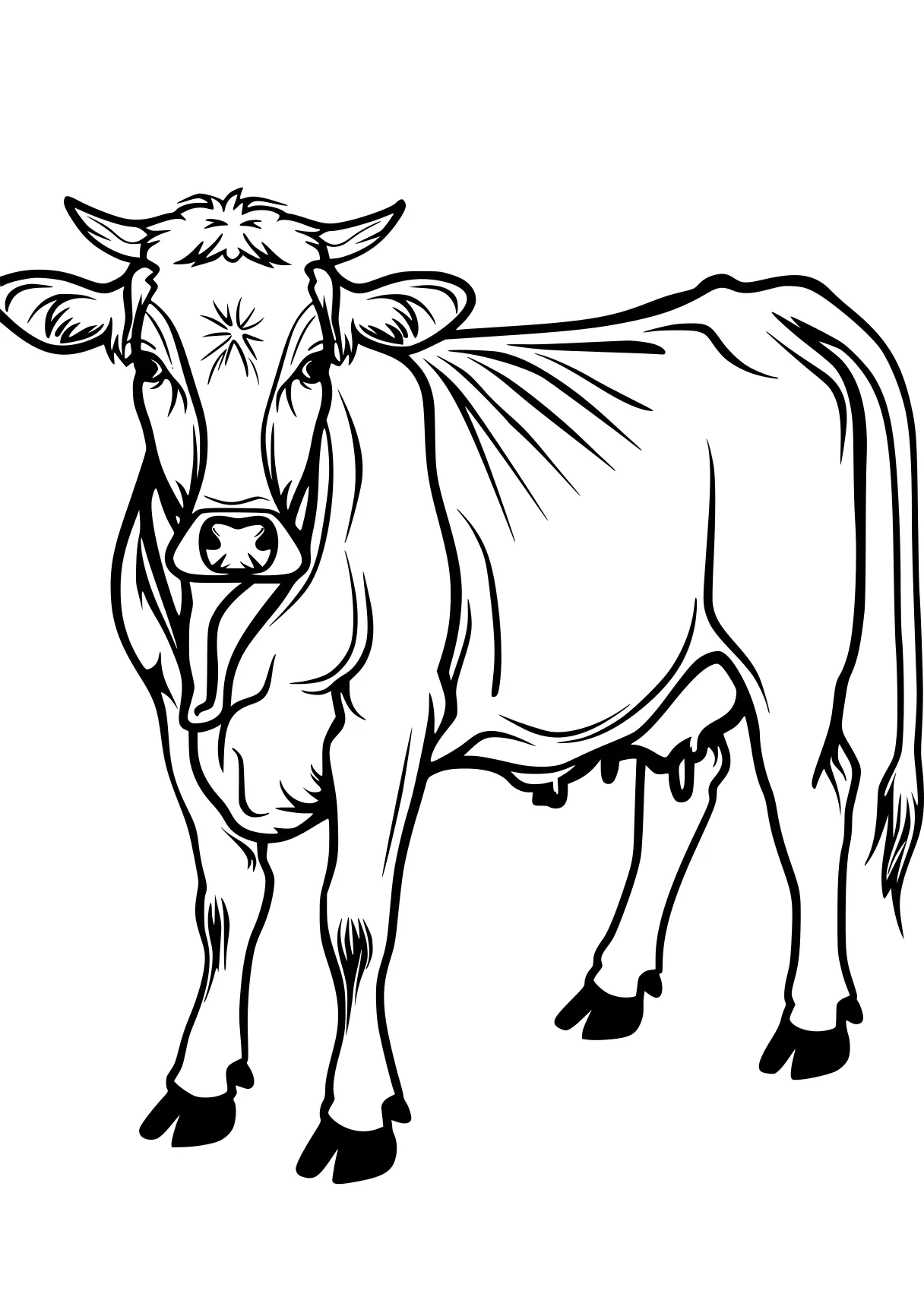 cow coloring sheet cow, buffalo, animal, illustrator, unicorn, free page downloads