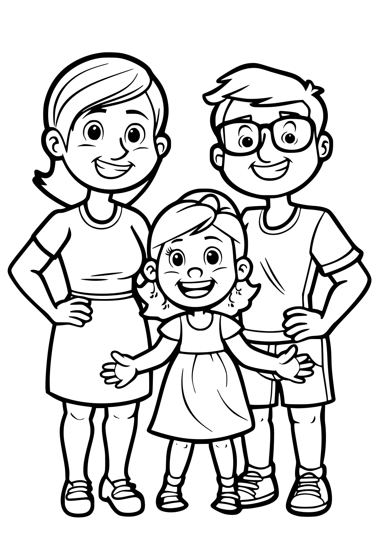 family coloring page children, kids, preschool, free downloads