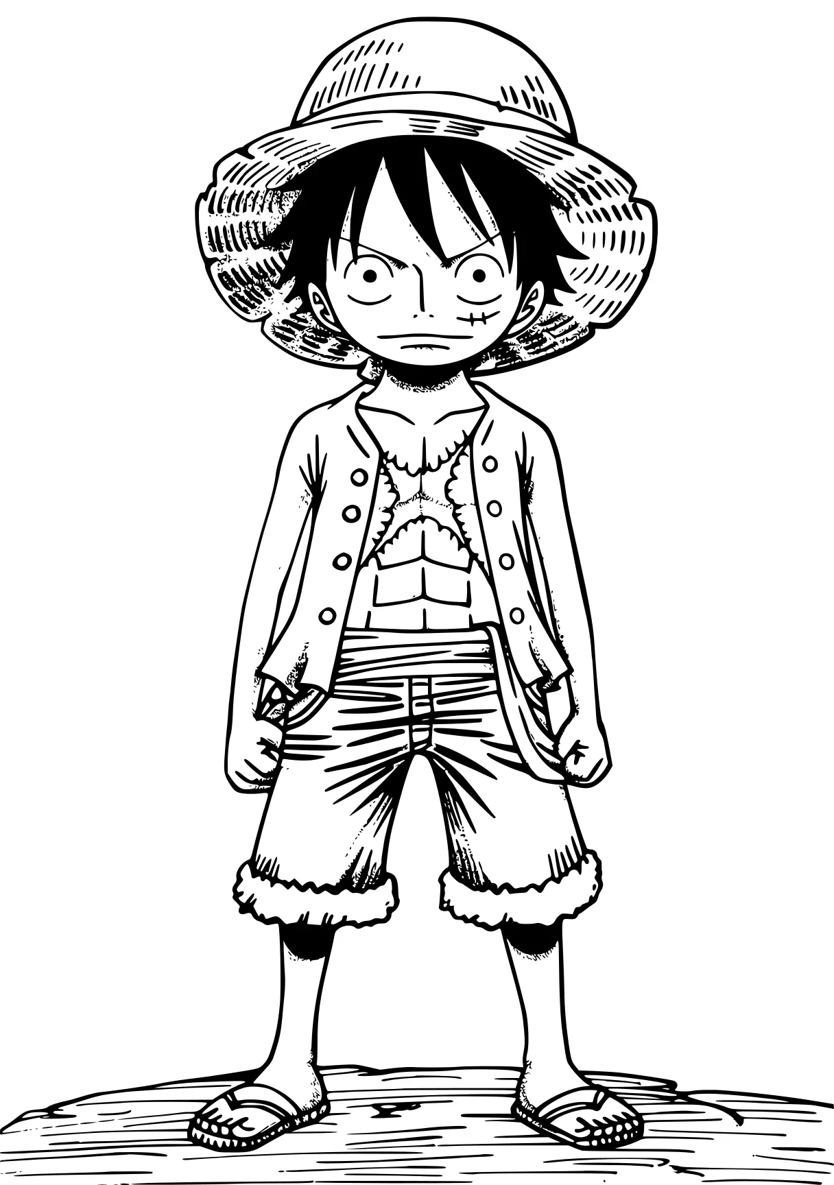 one piece coloring pages luffy, tanjiro, mha, deku, sasuke, free page downloads