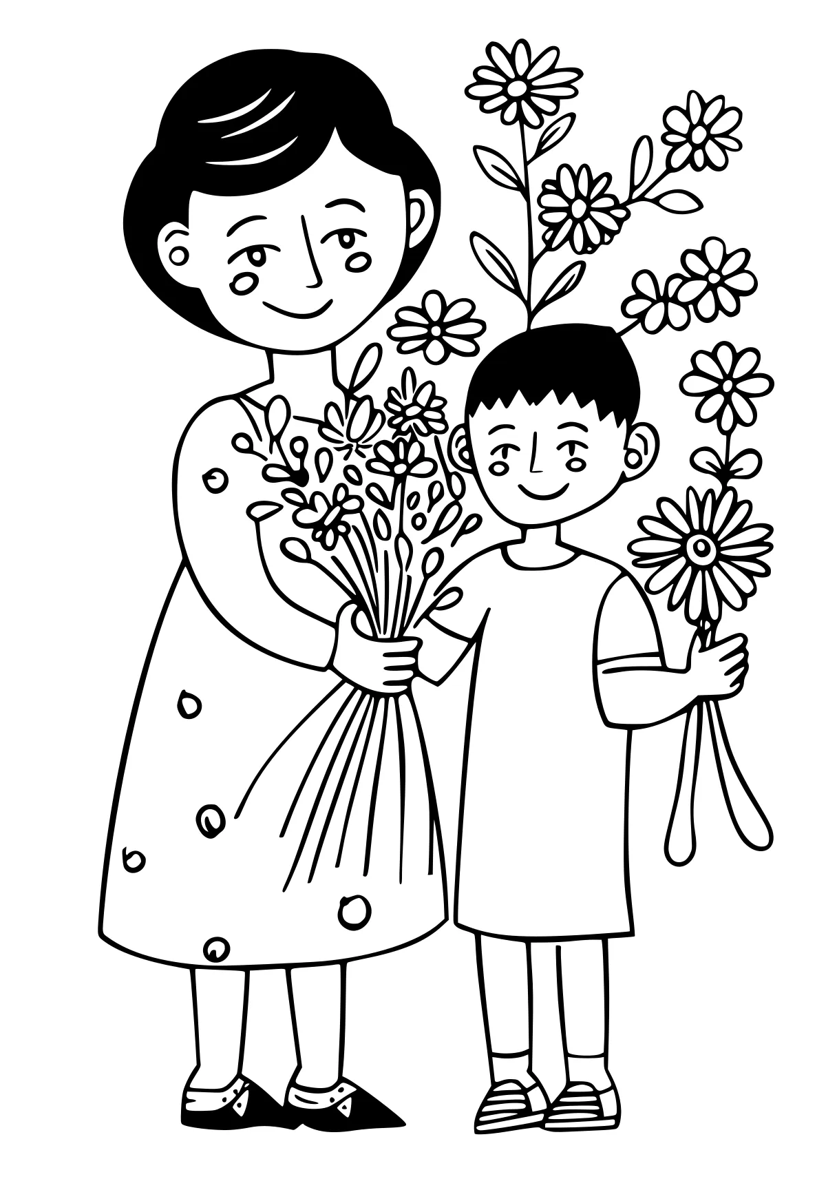 mothers day coloring page, flowers, children, grandparents, free downloads