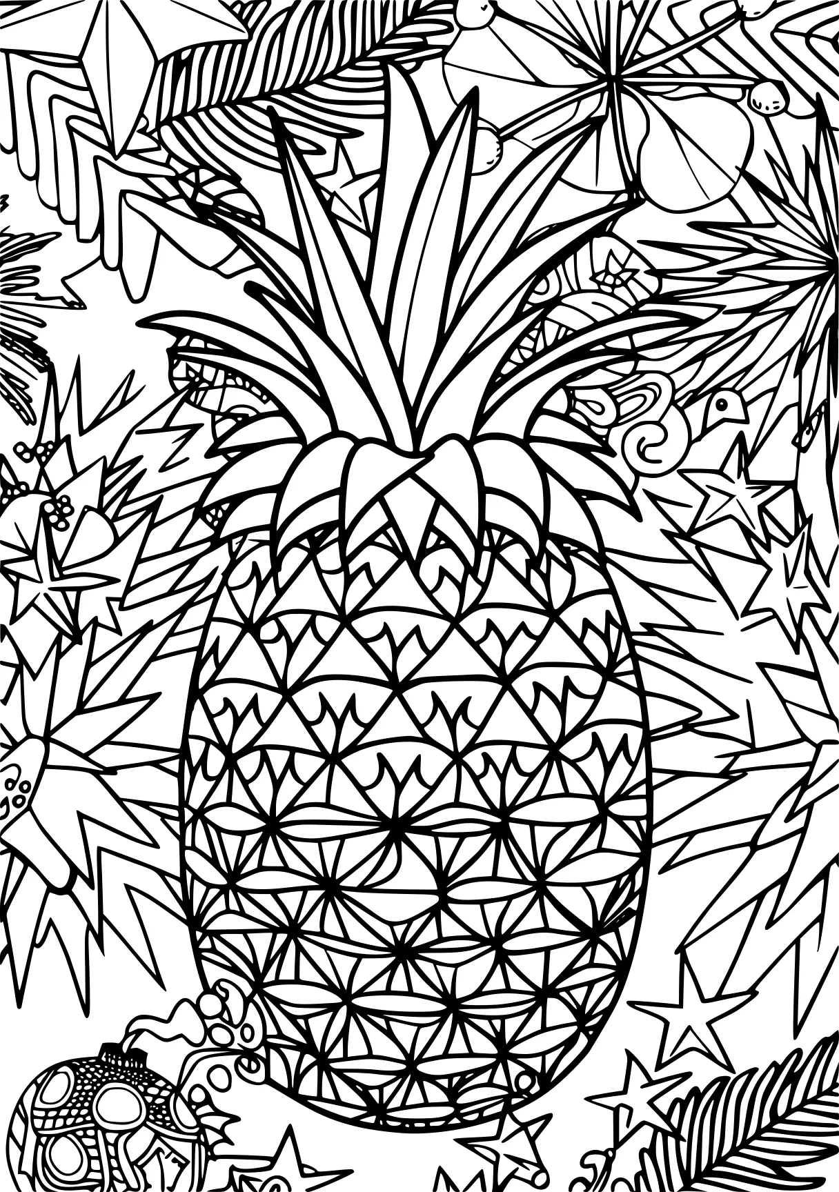 new years coloring pages pineapple, zentangle, colouring, free page downloads