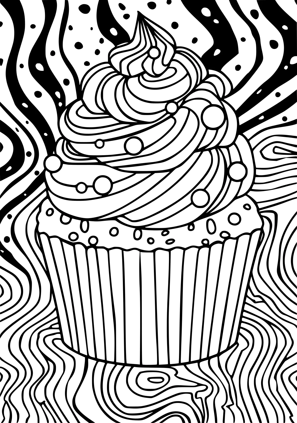 easy to color coloring pages cupcake, cake, birthday, free page downloads