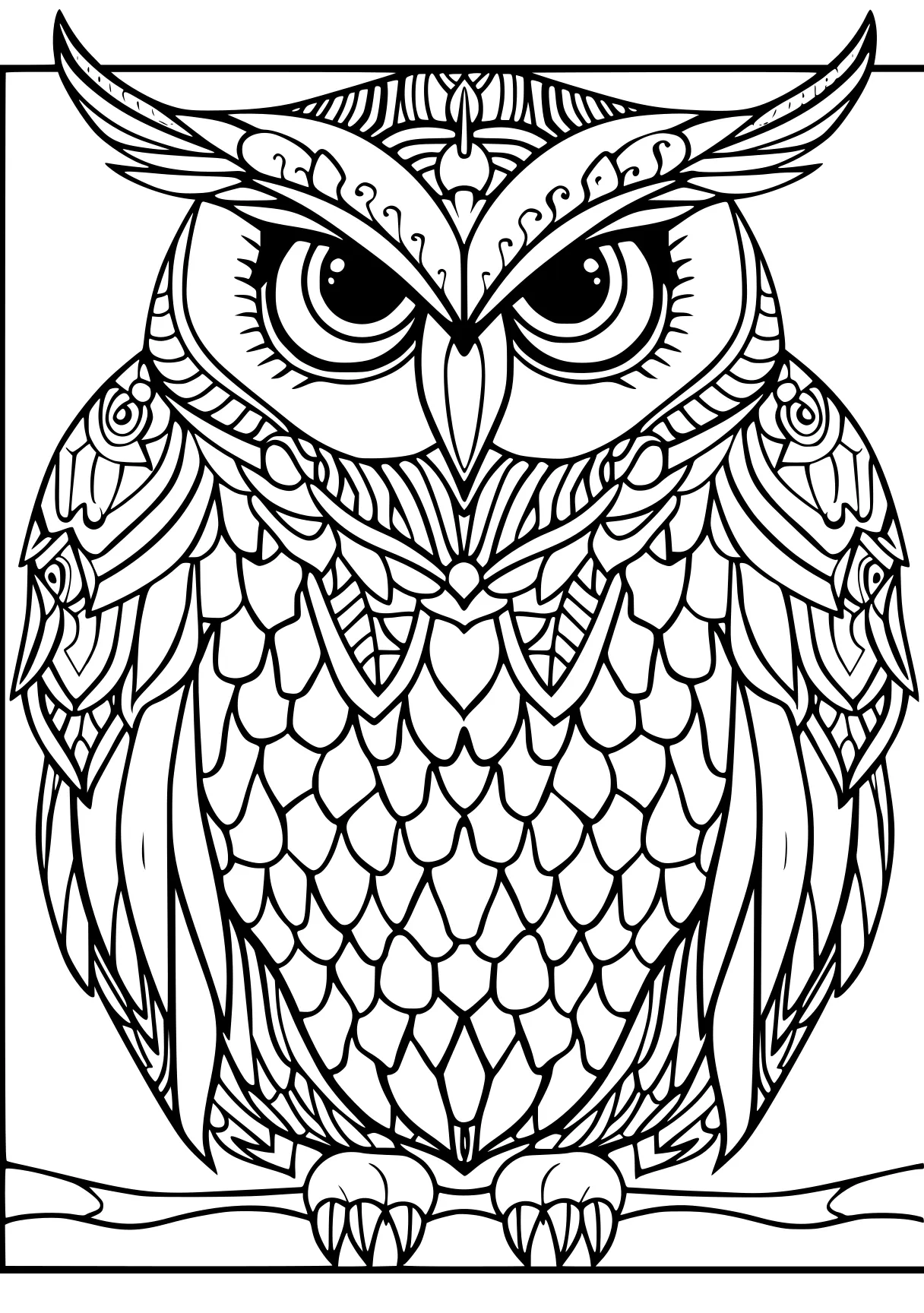 printable color by number for adults owl, zentangle, illustrator, free coloring page downloads