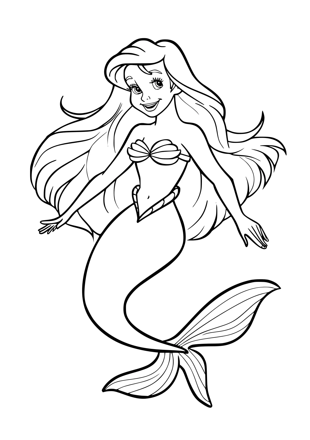 little mermaid coloring page mermaid, ariel, siren, fish, sea, free downloads