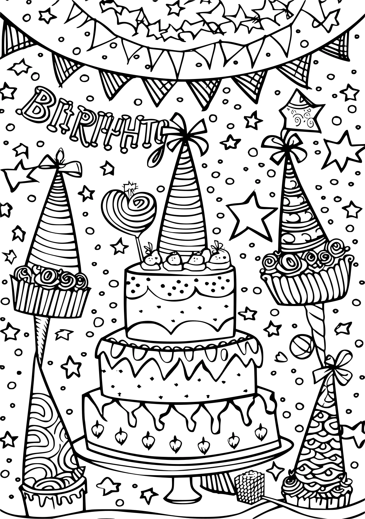 birthday coloring sheets, zentangle, printables, birthday, free page downloads