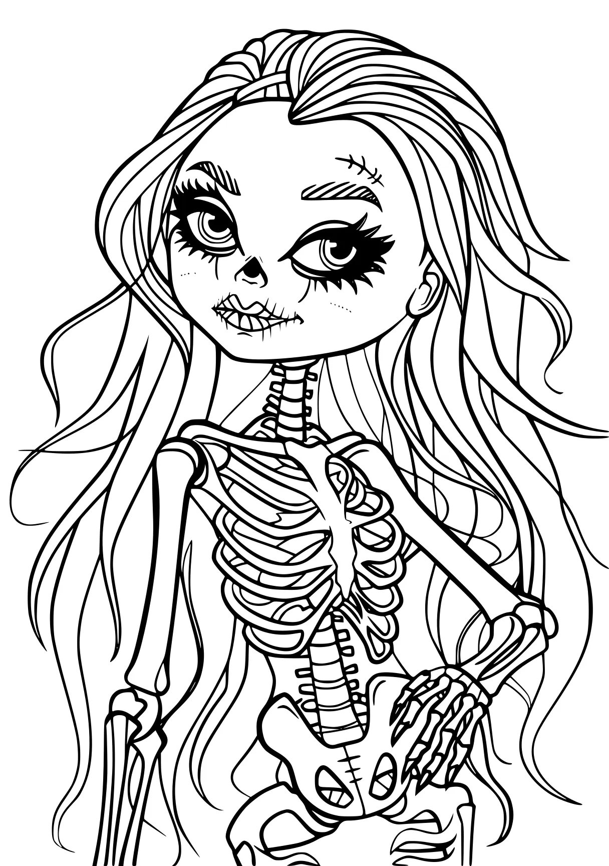 monster high coloring page skeleton, skellington, anatomy, sally, addams, free downloads