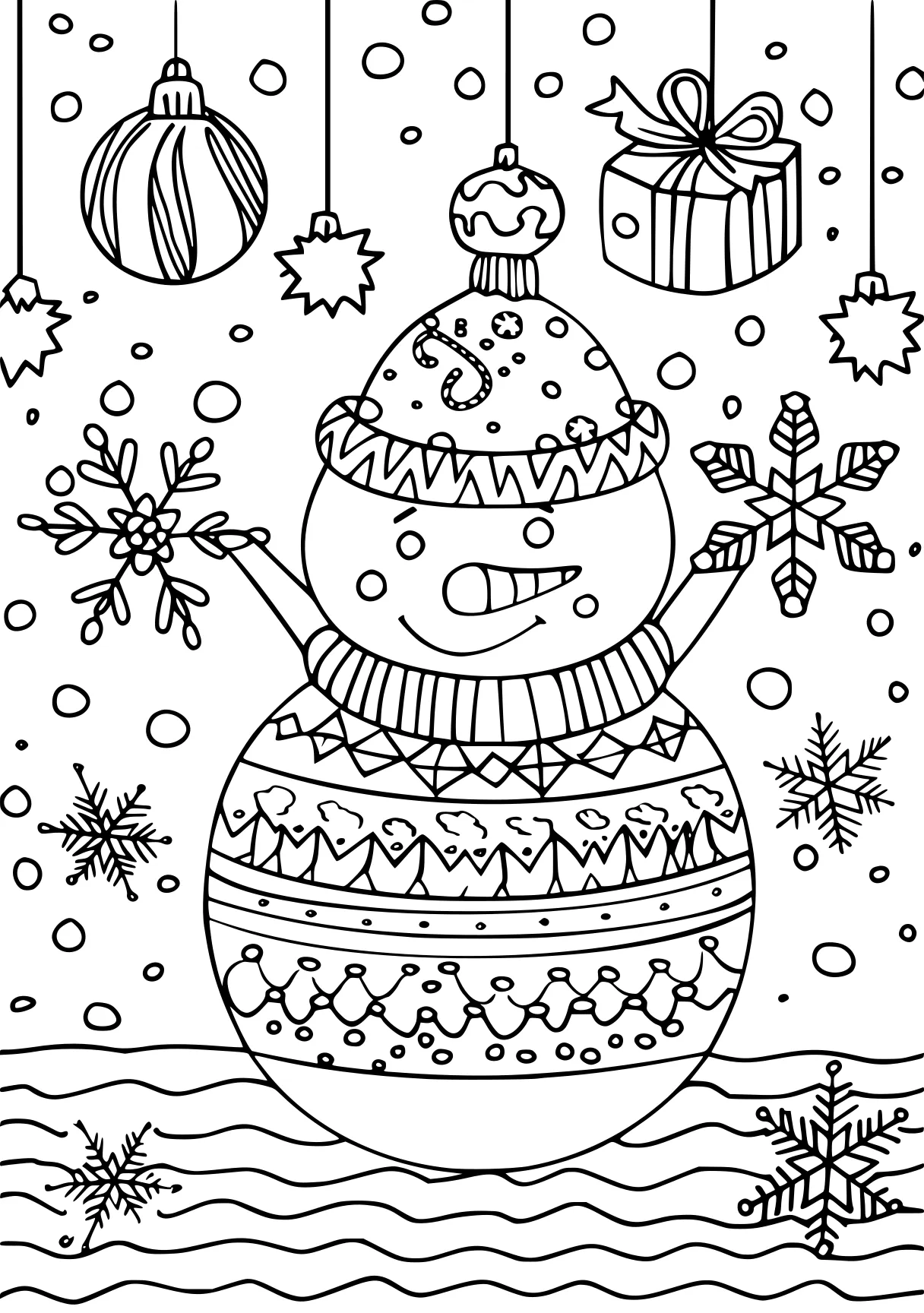 coloring pages for adults pdf, zentangle, snowman, ornament, free page downloads