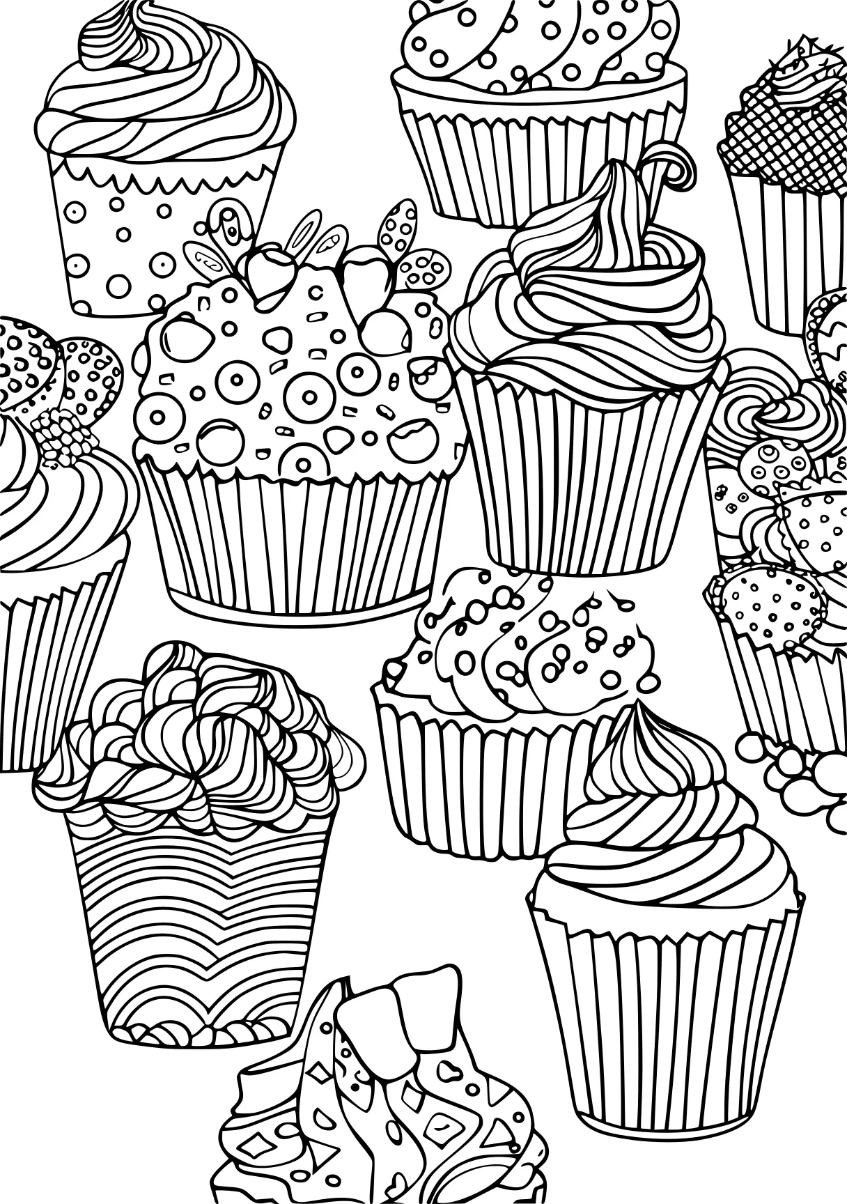 coloring games online cupcake, printables, sweets, free page downloads