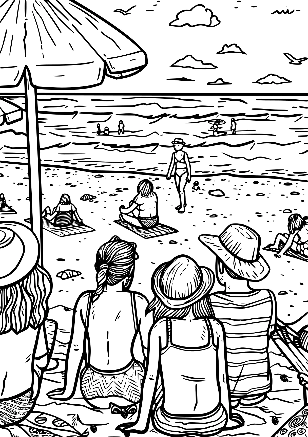 at the beach coloring pages beach, pencils, colouring, free page downloads