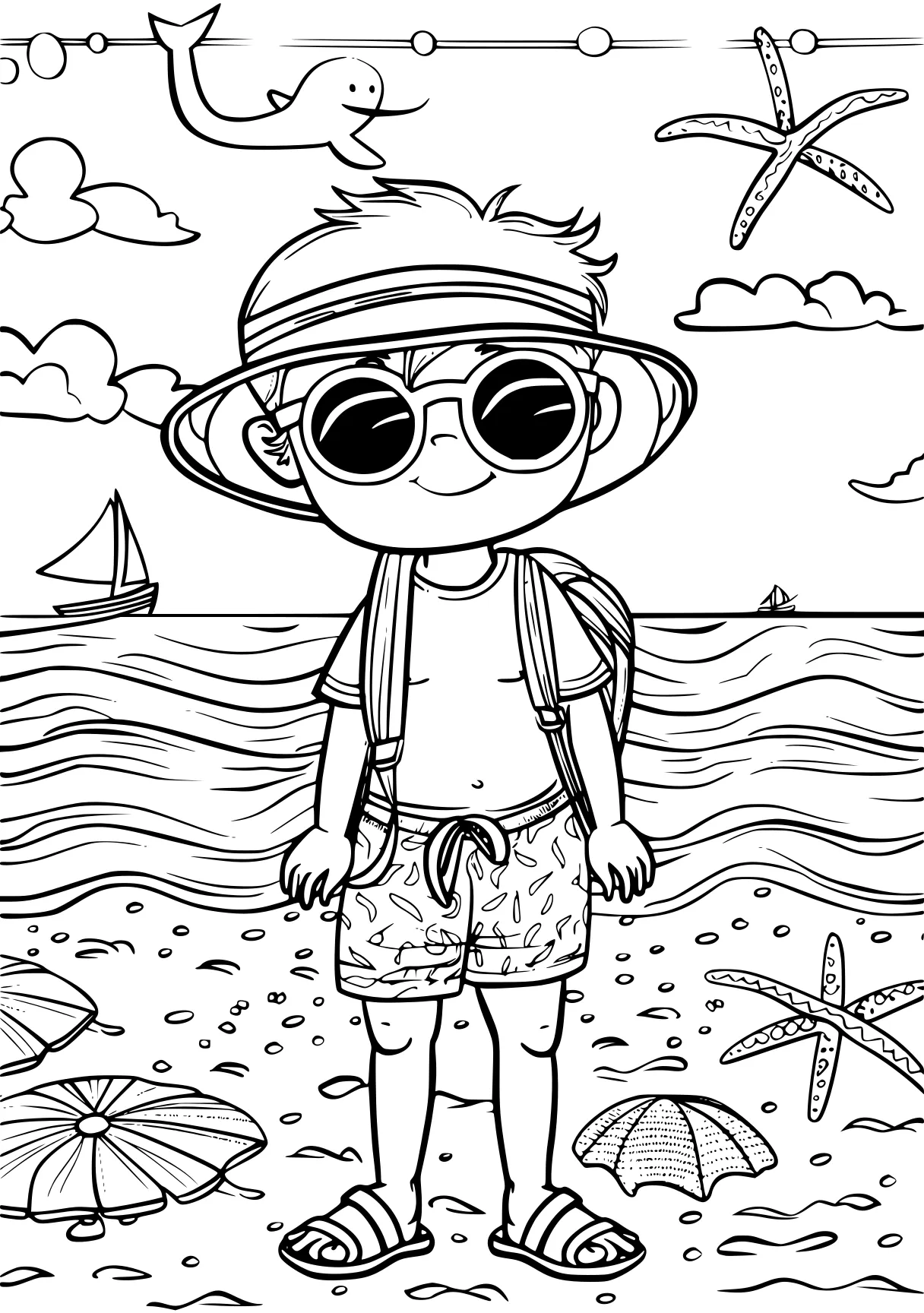 at the beach coloring pages, morty, illustrator, explorer, free page downloads