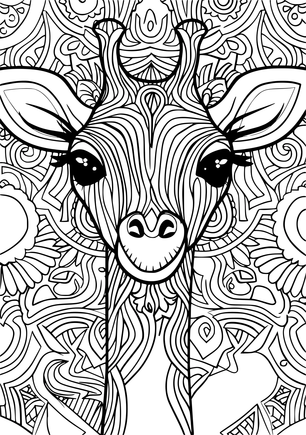 adult coloring pages cow, zebra, llama, deer, free page downloads