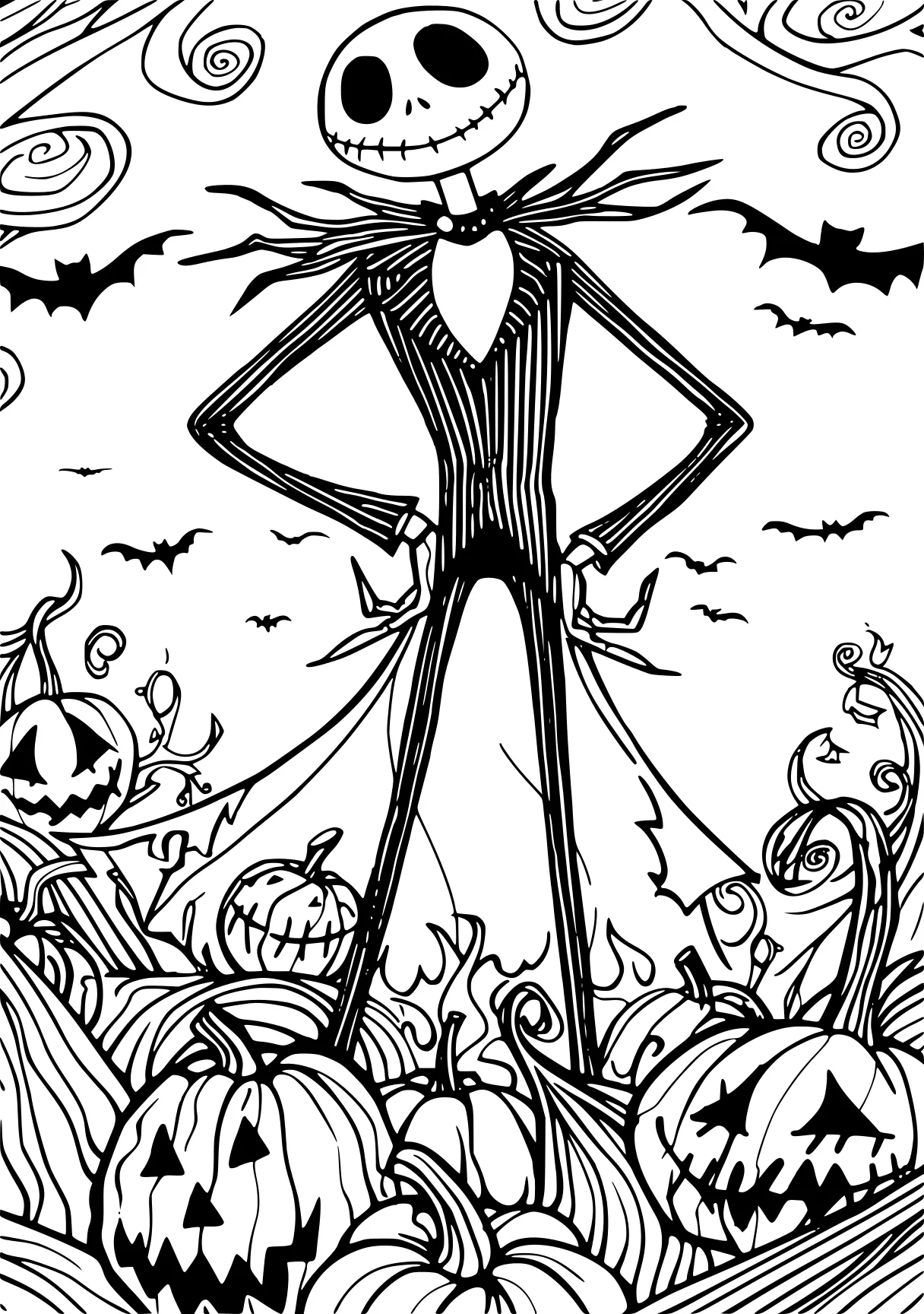 nightmare before christmas coloring page skellington, scarecrow, vampirina, halloween, witchy, free downloads