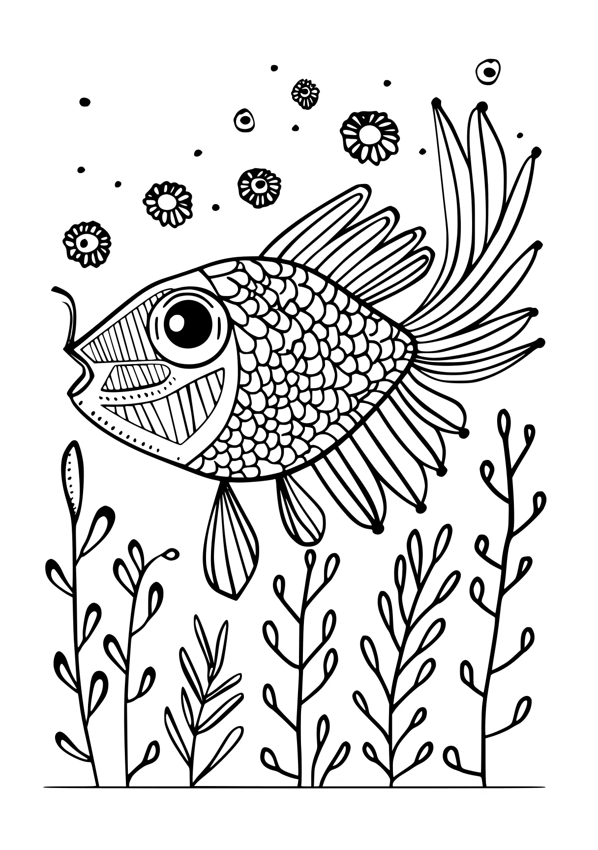 bluey colouring pages zentangle, fish, guppies, free coloring page downloads