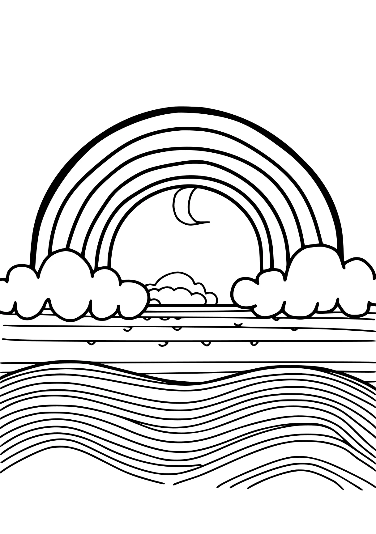 rainbow coloring page cloud, sea, ocean, boat, free downloads