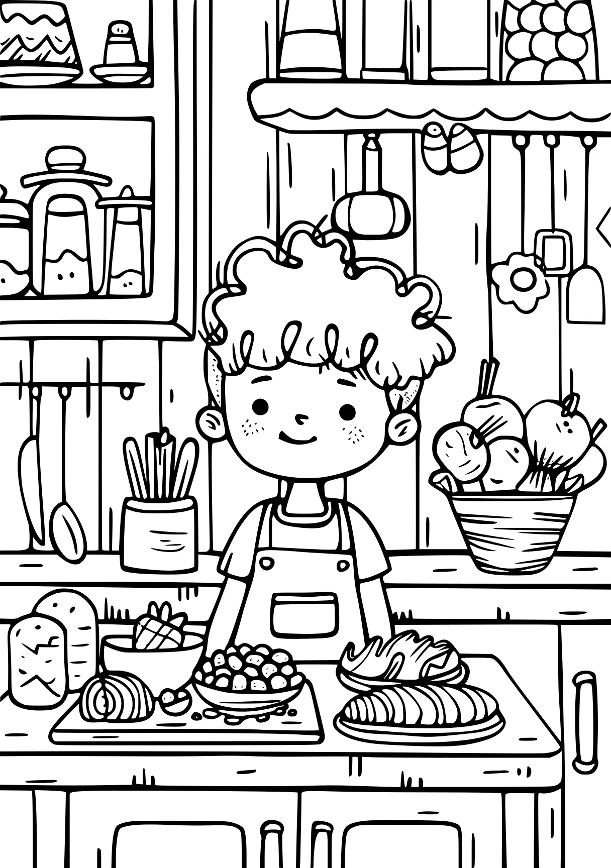 wednesday colouring pages, kitchen, illustrator, printables, free coloring page downloads