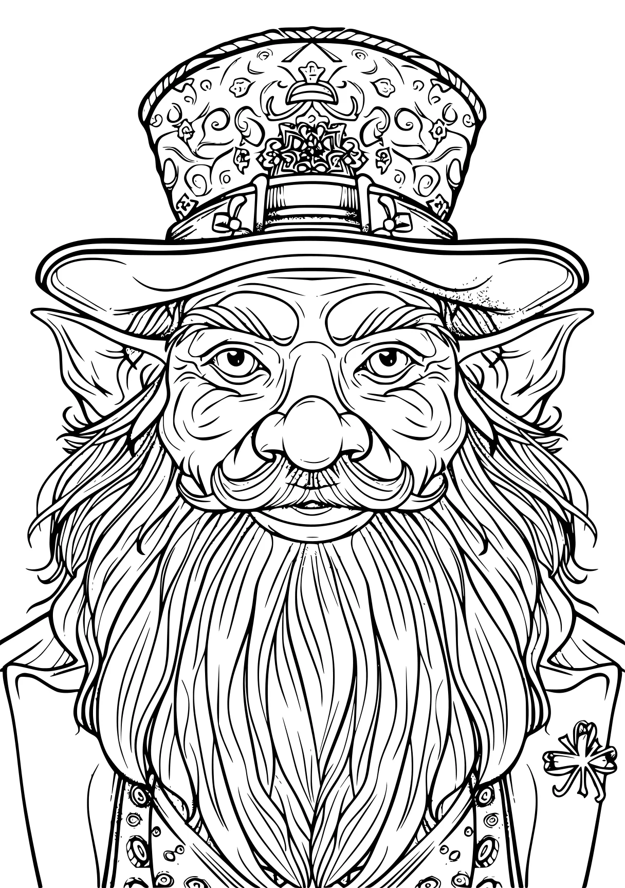 st patrick's day coloring pages wizard, gnome, leprechaun, free page downloads