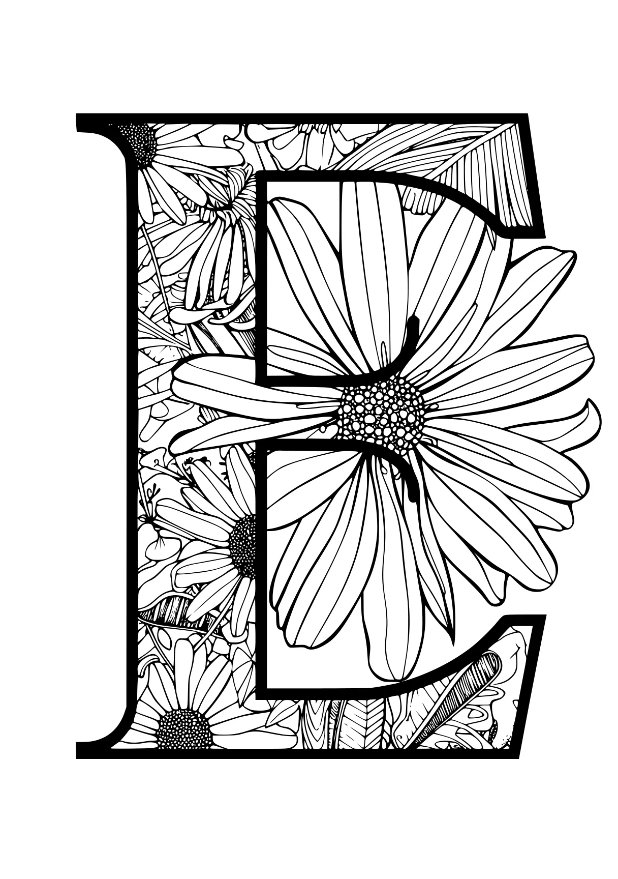 letter coloring pages zentangle, floral, flower, free page downloads