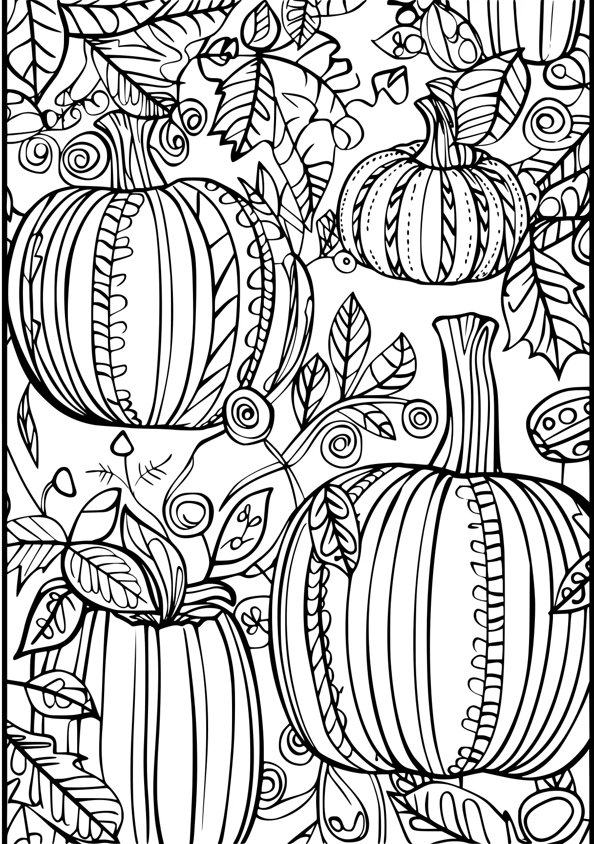 coloring pages for autumn, pumpkin, zentangle, colouring, free page downloads