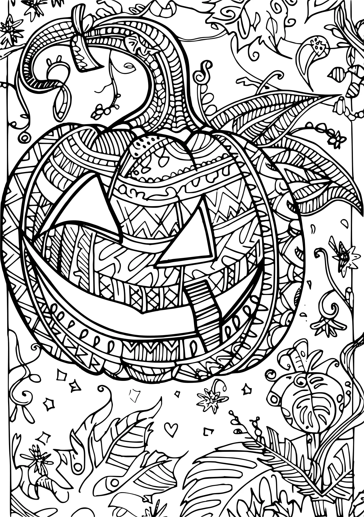 pumpkin coloring pages, zentangle, ornament, mandalas, free page downloads