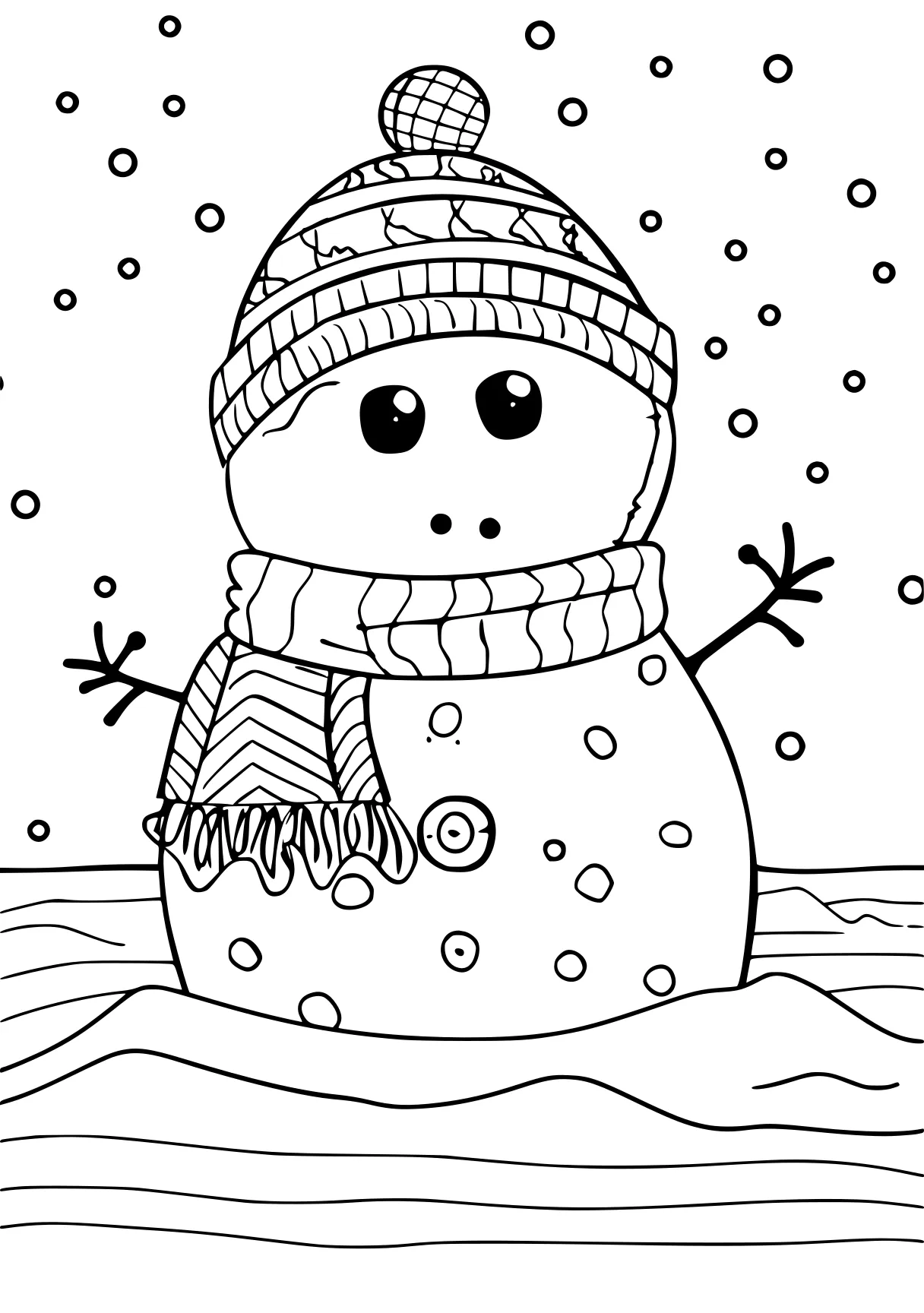 simple coloring pages snowman, winter, illustrator, free page downloads