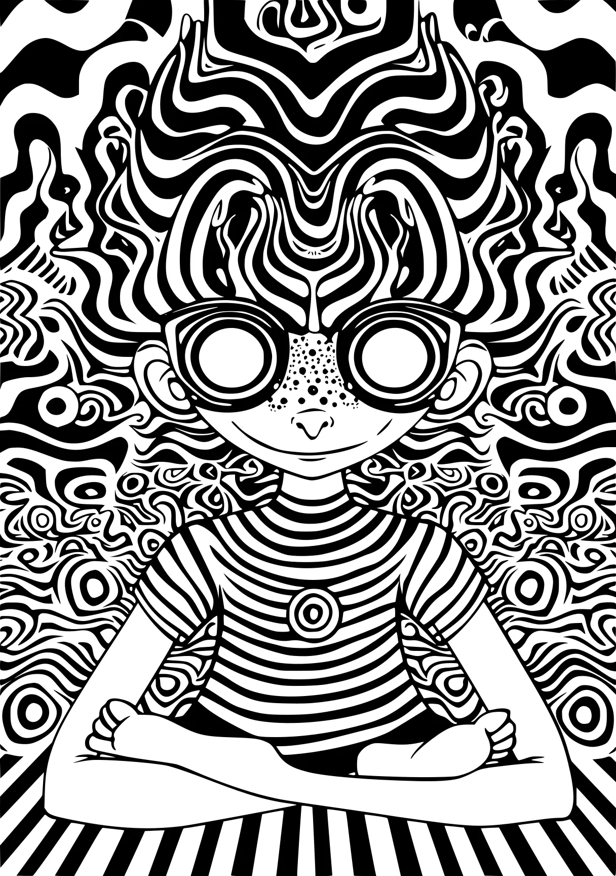 trippy coloring pages zentangle, acid, trippy, alice, kuromi, free page downloads