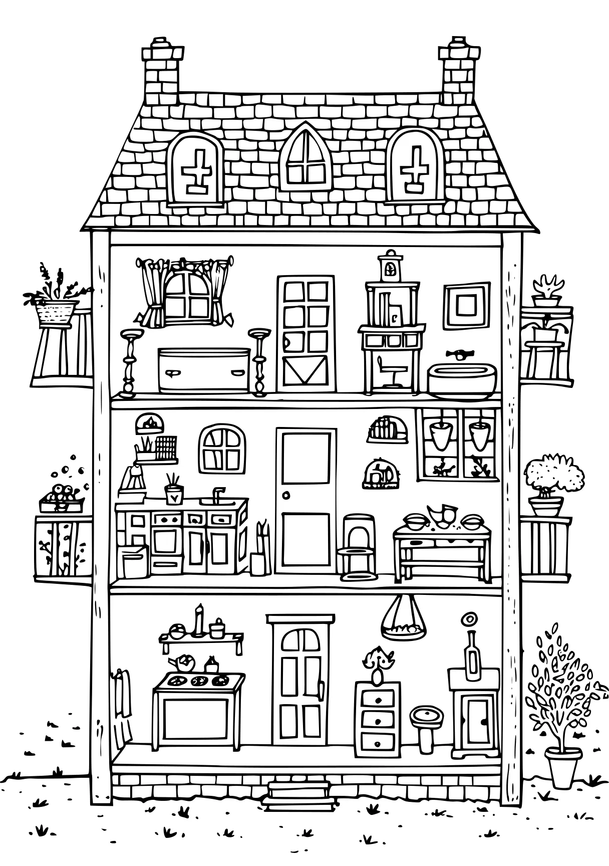 gabby's dollhouse coloring pages, dollhouse, neighborville, house, free page downloads