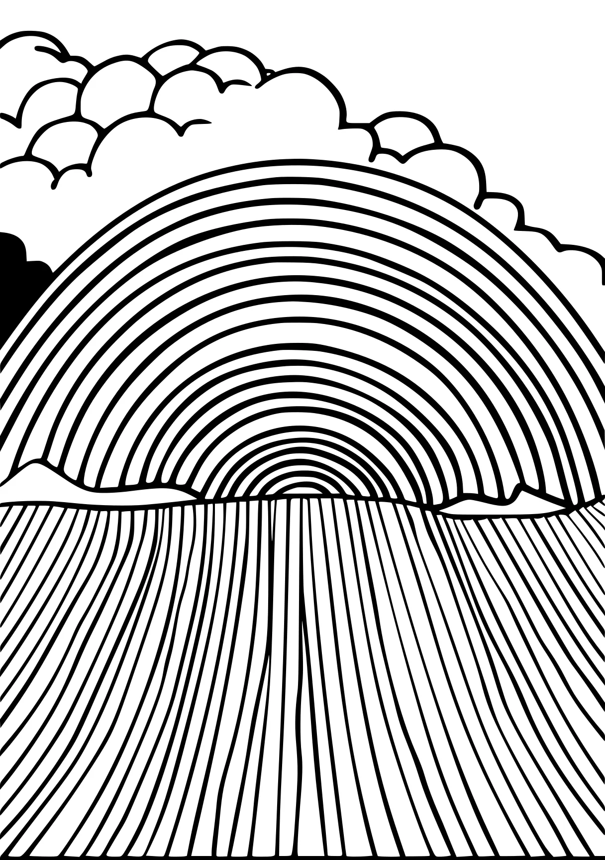 rainbow color sheet, lines, trees, palm, free coloring page downloads