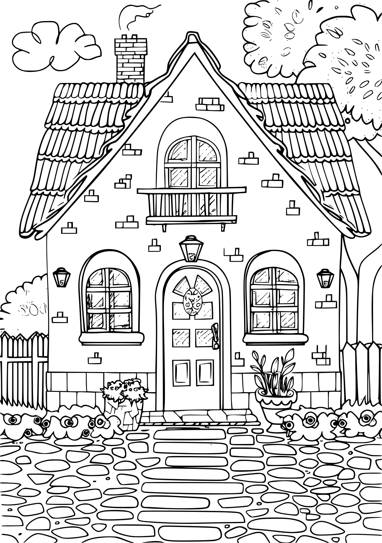 house coloring, kindergarten, garten, nursery, free page downloads