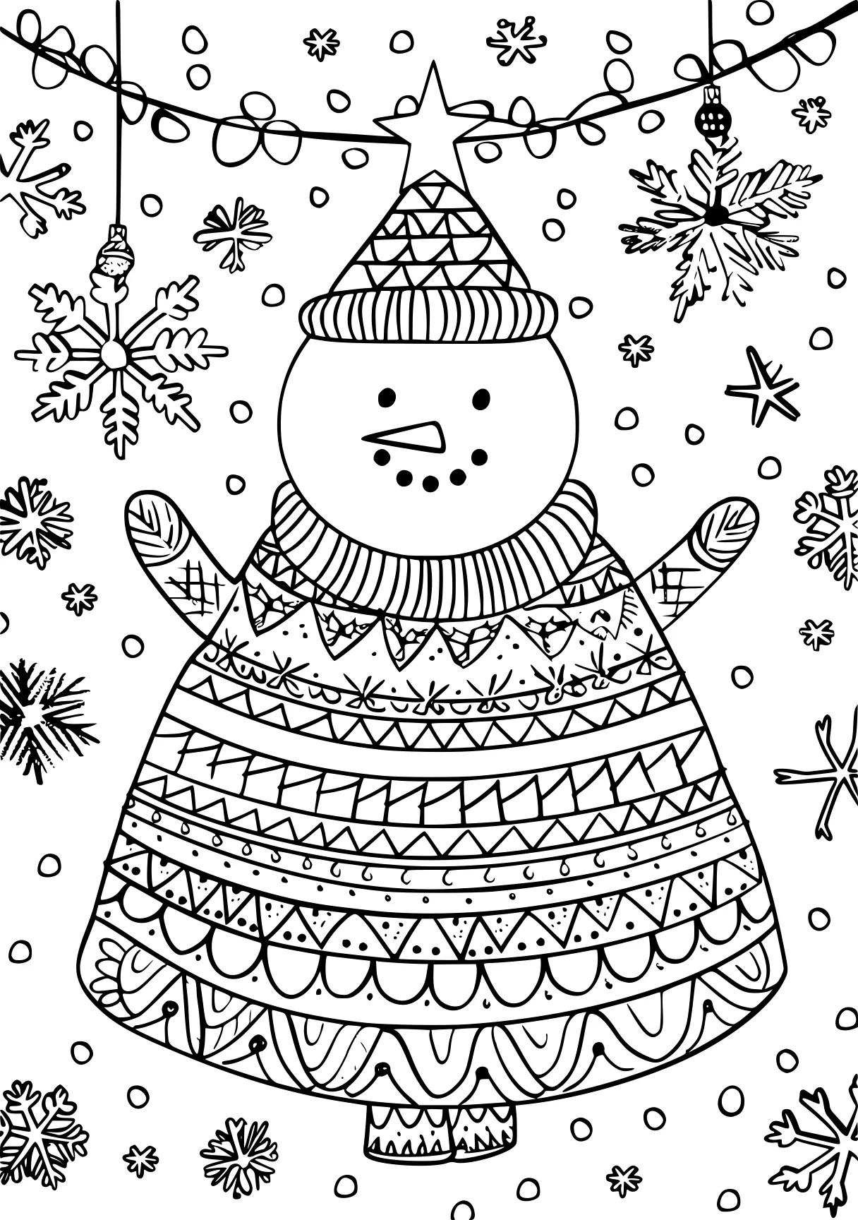 christmas coloring sheets snowman, zentangle, winter, free page downloads