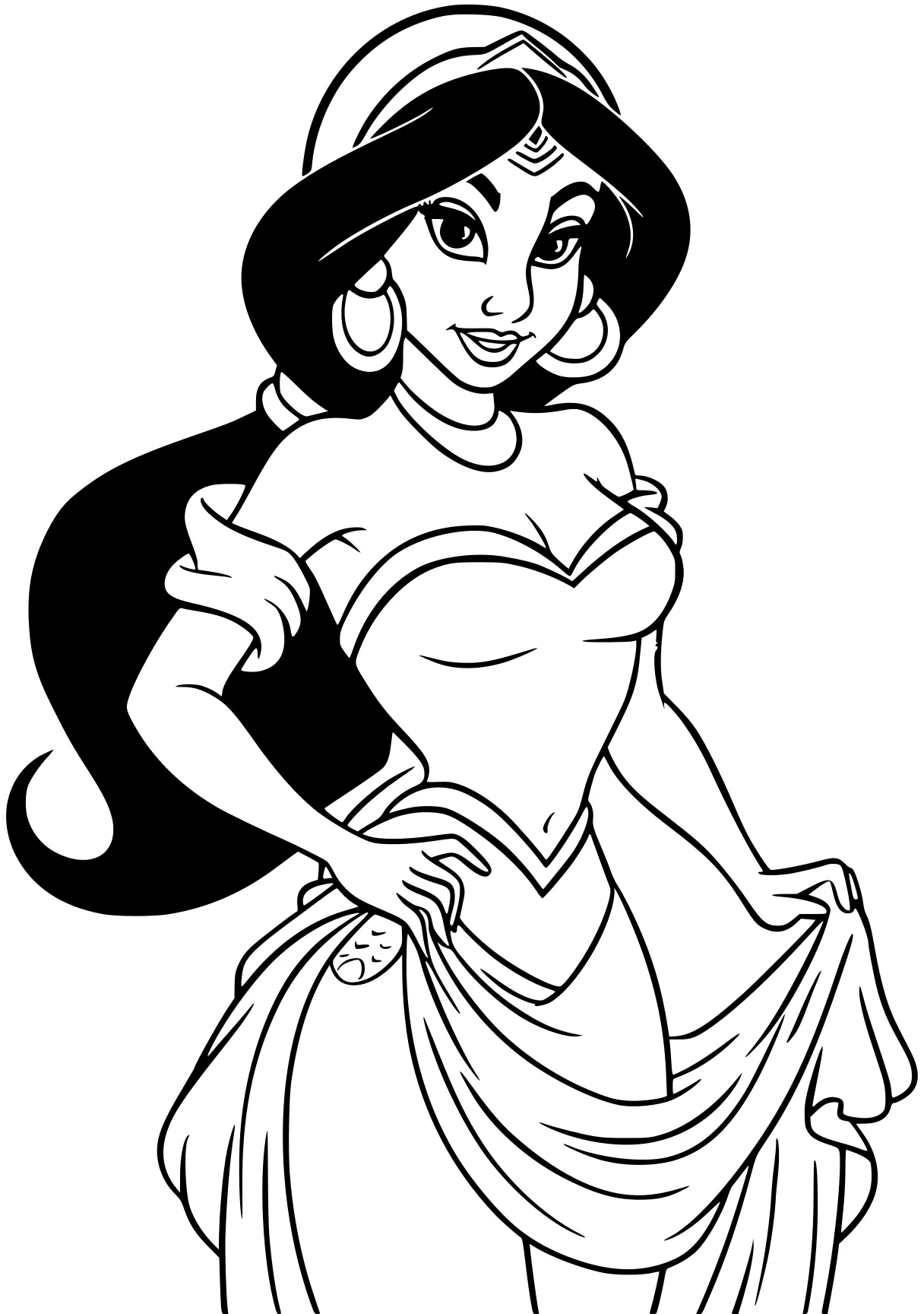 princess jasmine coloring pages jasmine, tiana, diana, mulan, moana, free page downloads