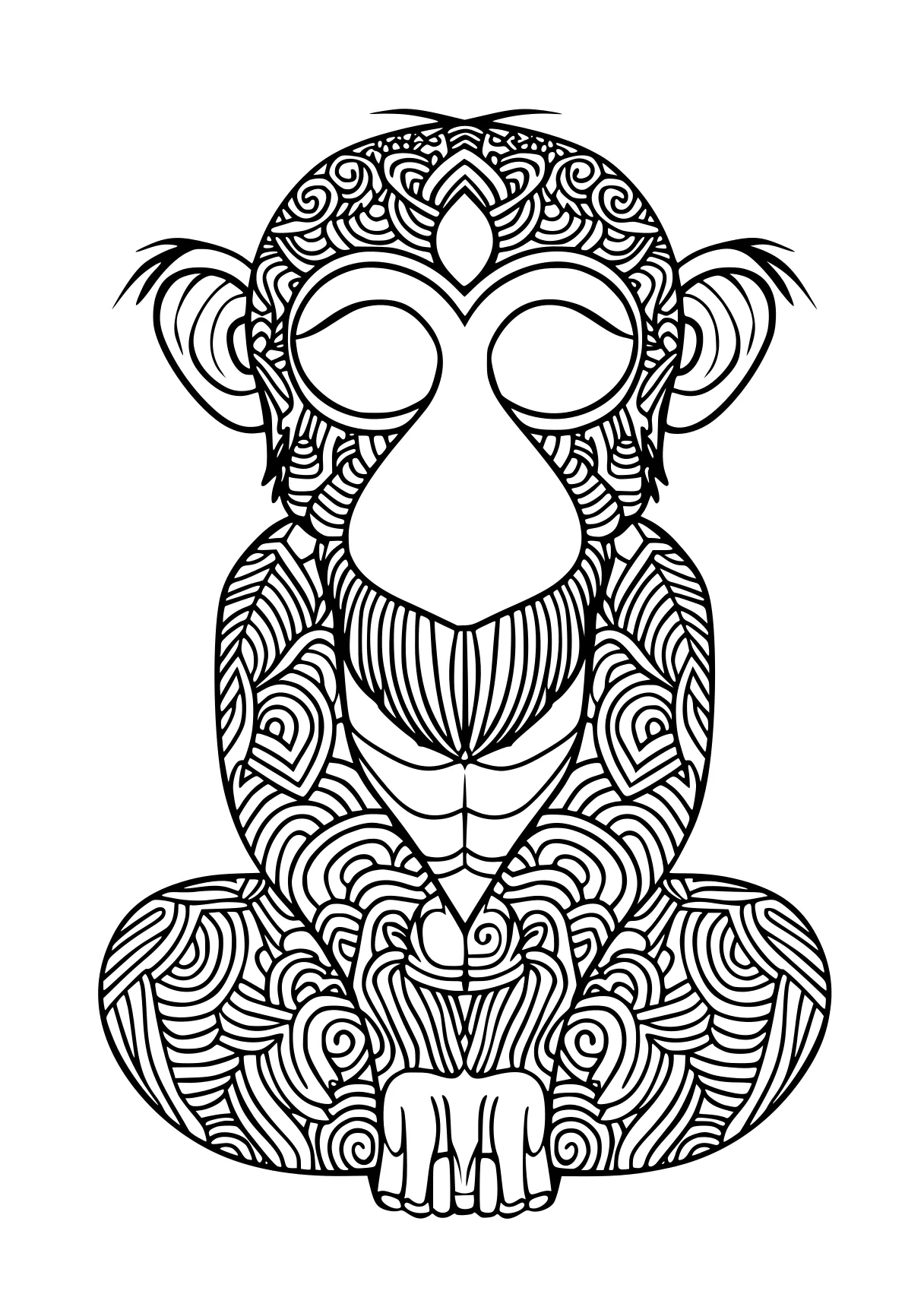 animal coloring pages monkey, owl, lion, free page downloads